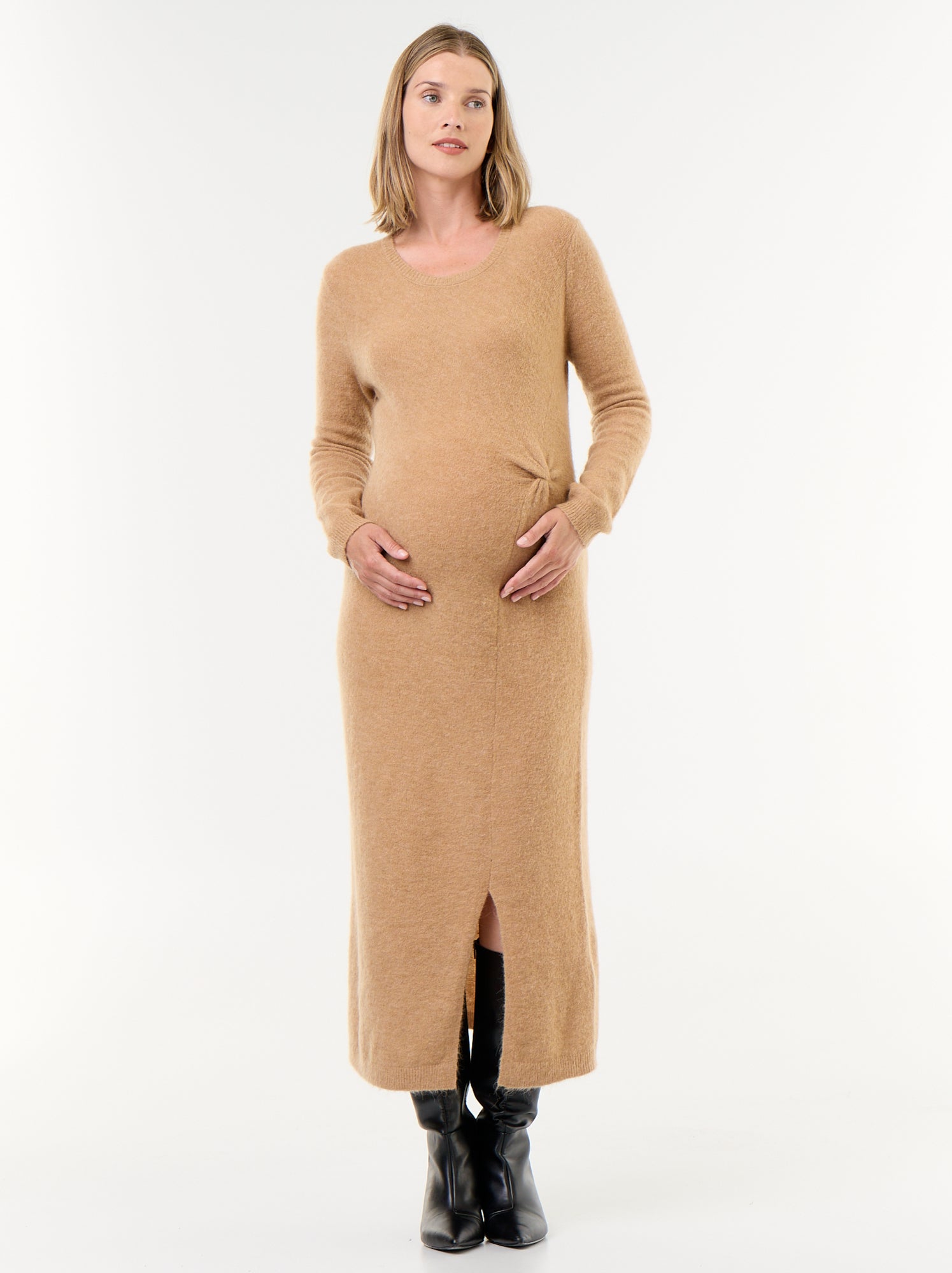 Robe de maternité en laine mélangée - Beige