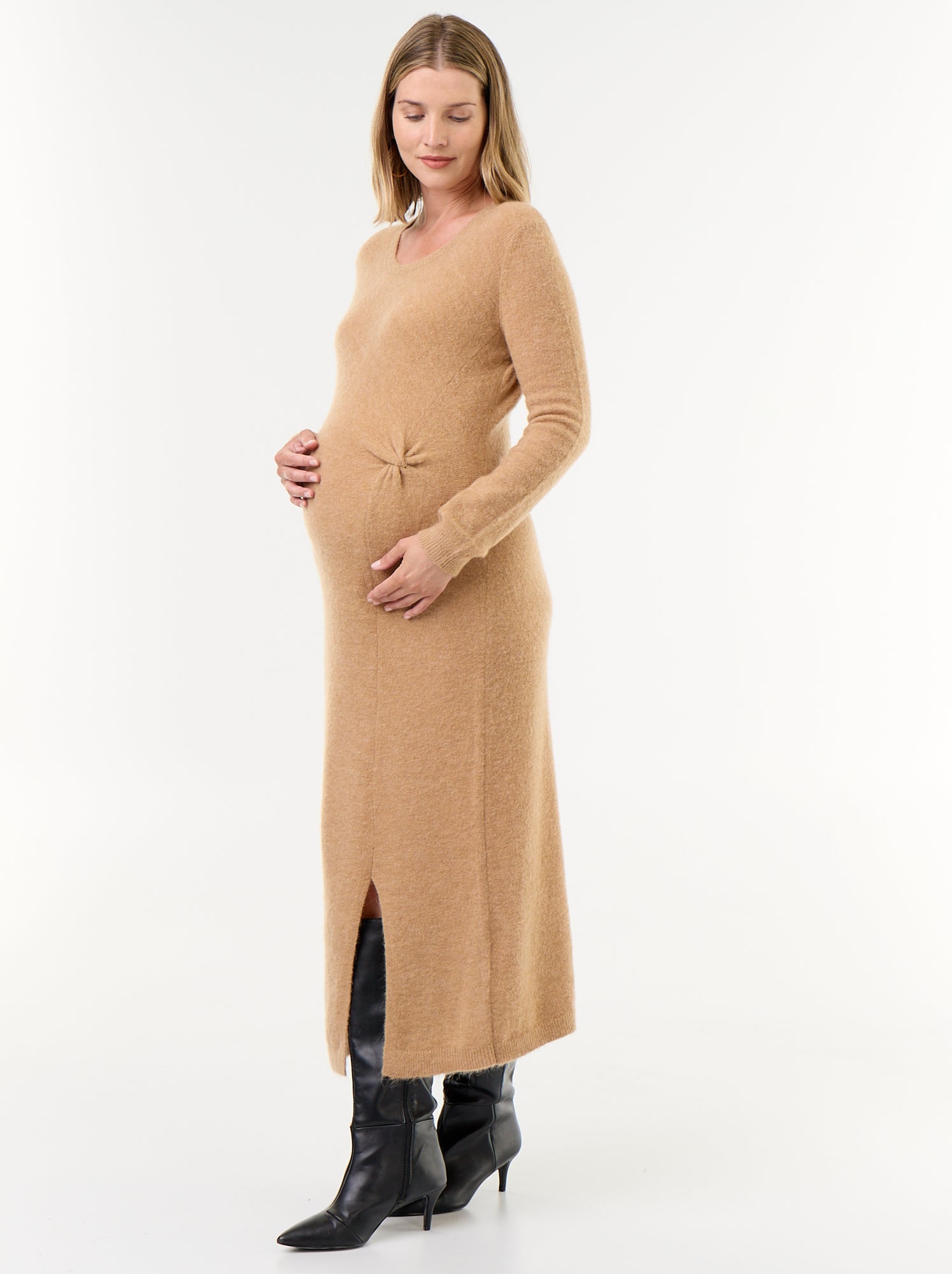 Robe de maternité en laine mélangée - Beige