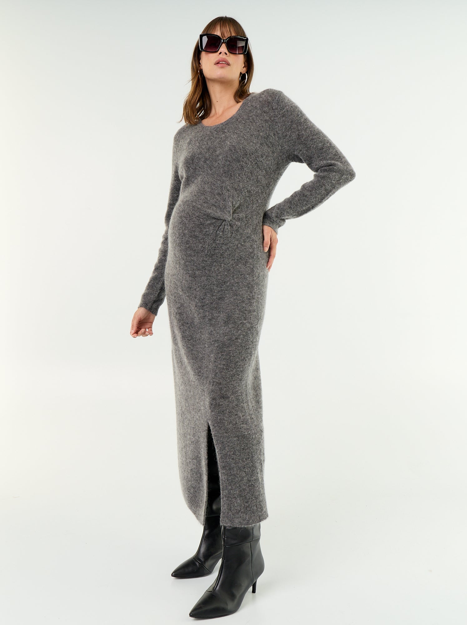 Robe de maternité en laine mélangée - Gris