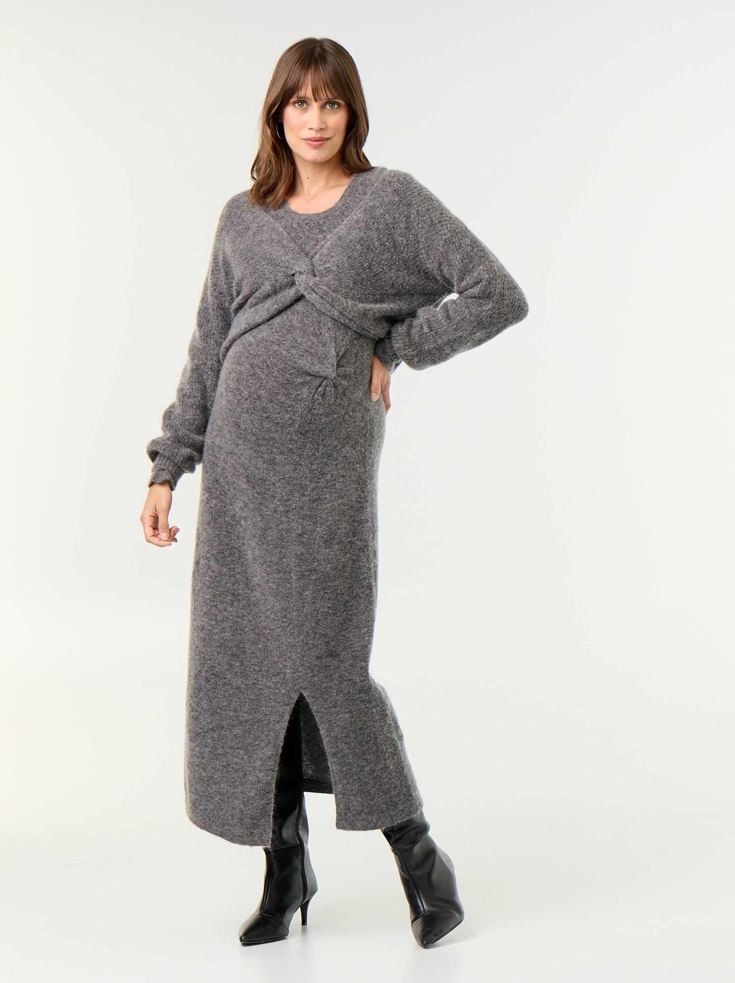 Robe de maternité en laine mélangée - Gris