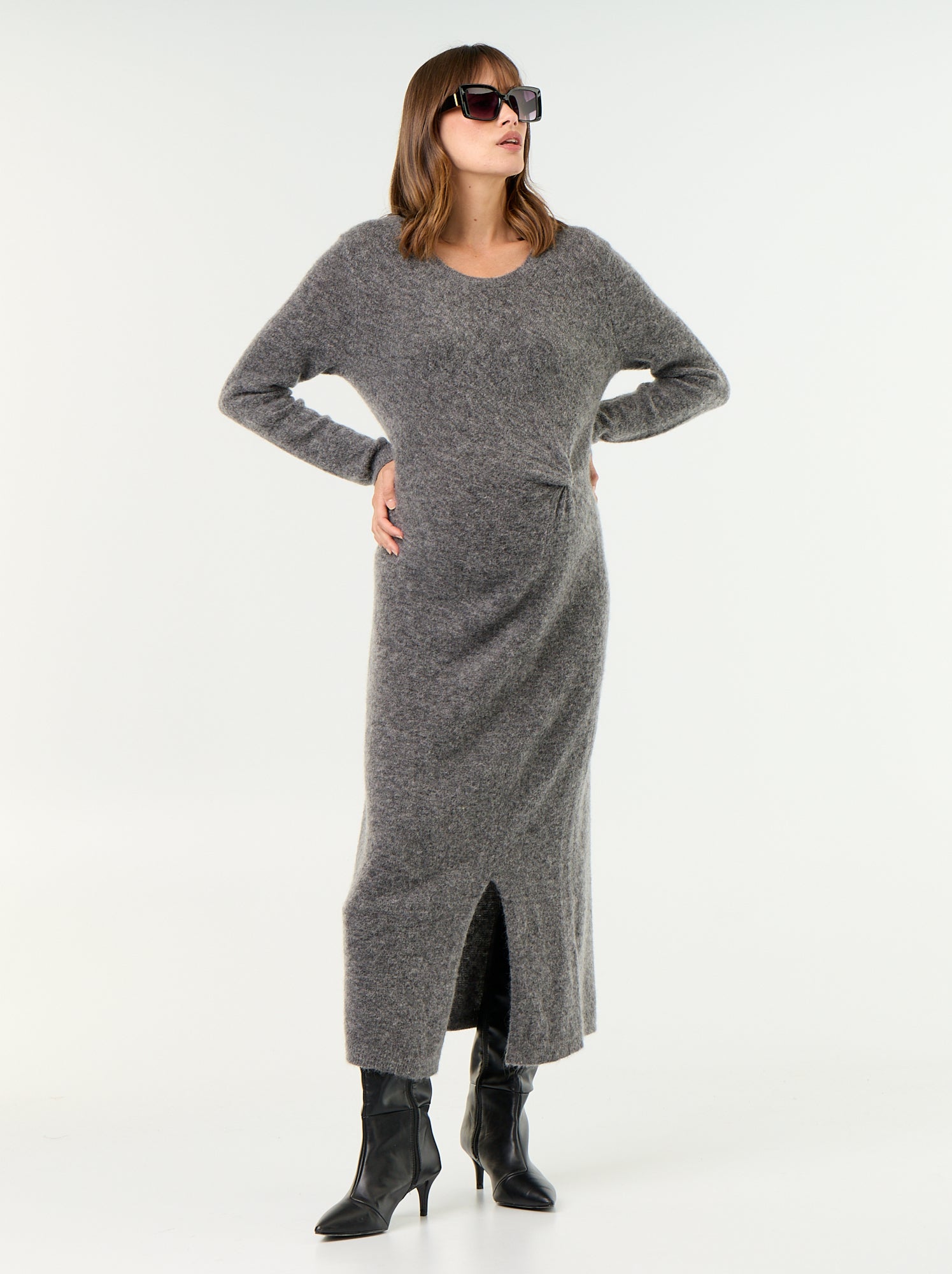 Robe de maternité en laine mélangée - Gris