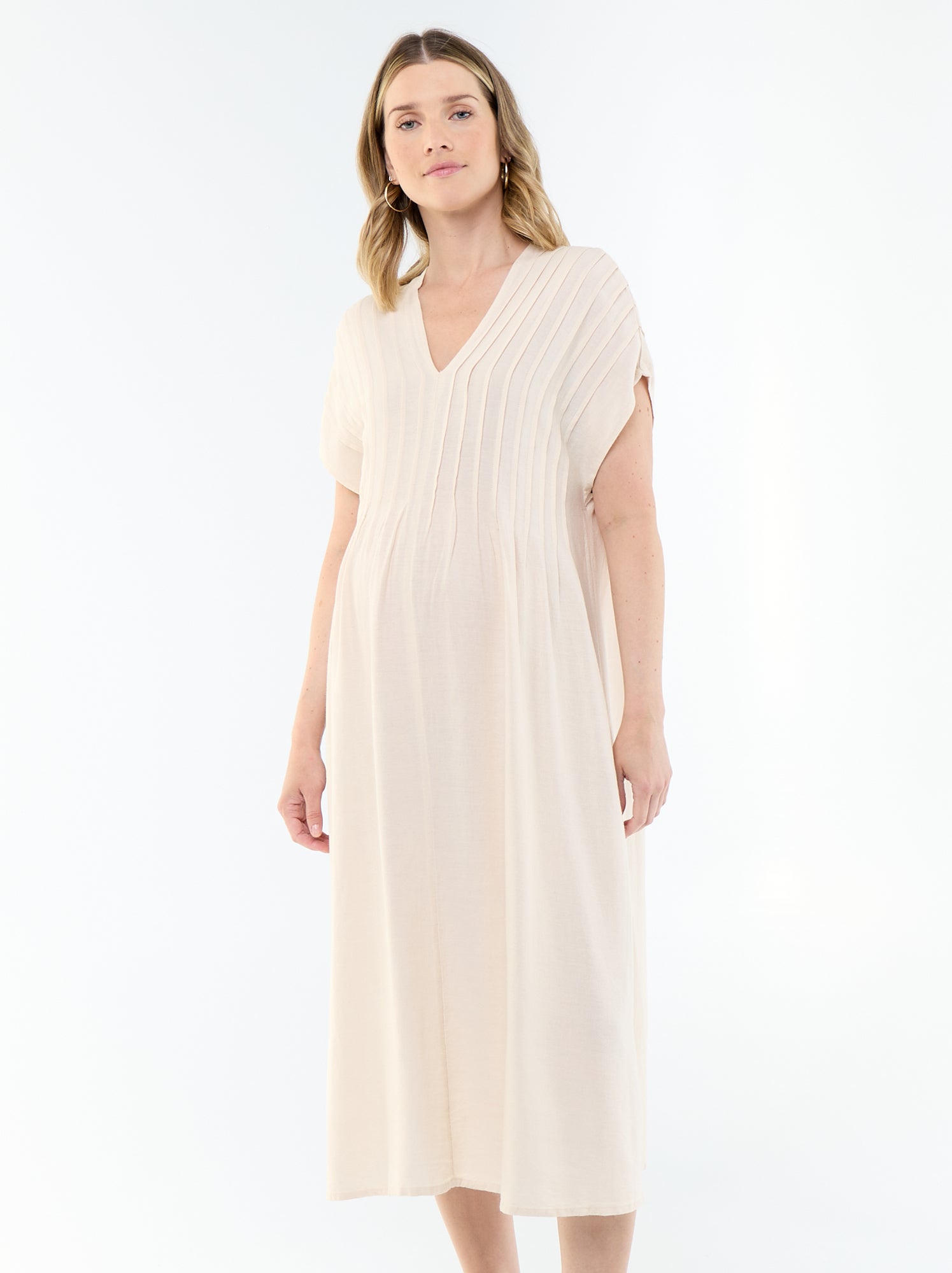 Robe de maternité en lin mélangé - Beige