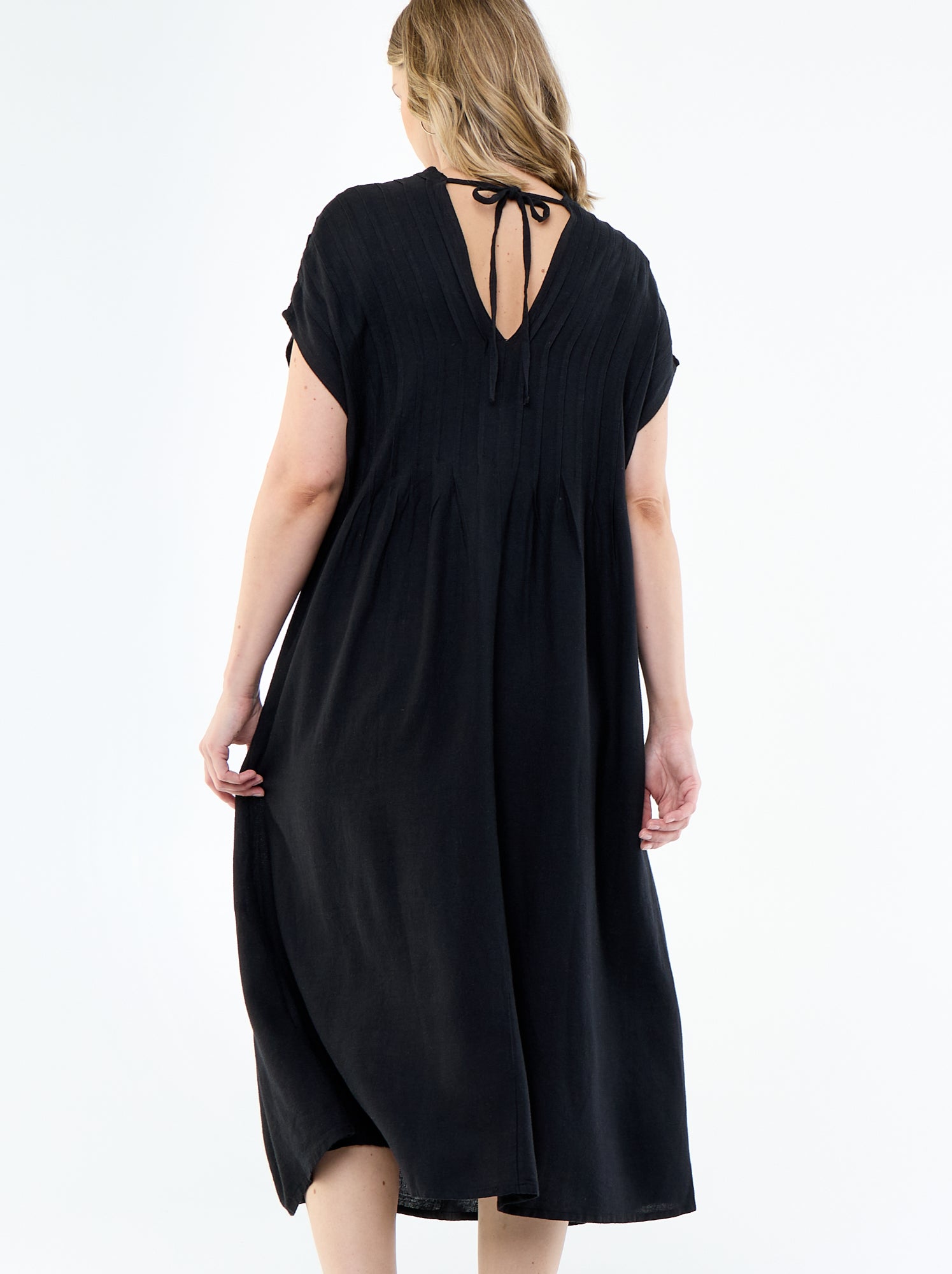 Robe de maternité en lin mélangé - Noir