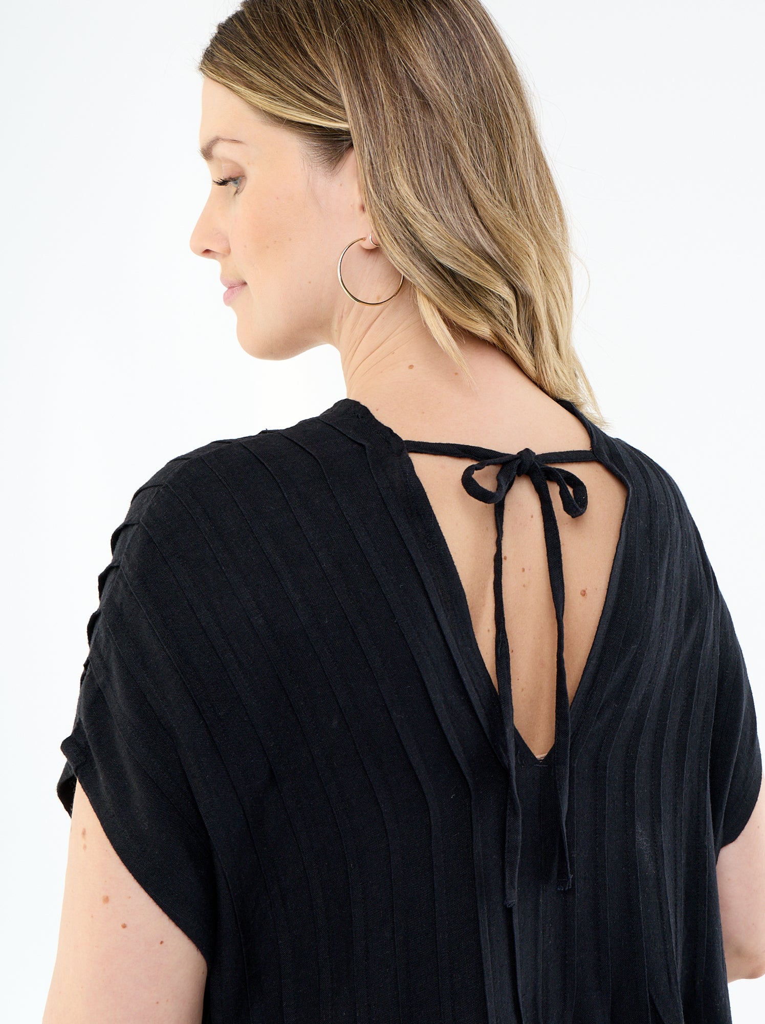 Robe de maternité en lin mélangé - Noir