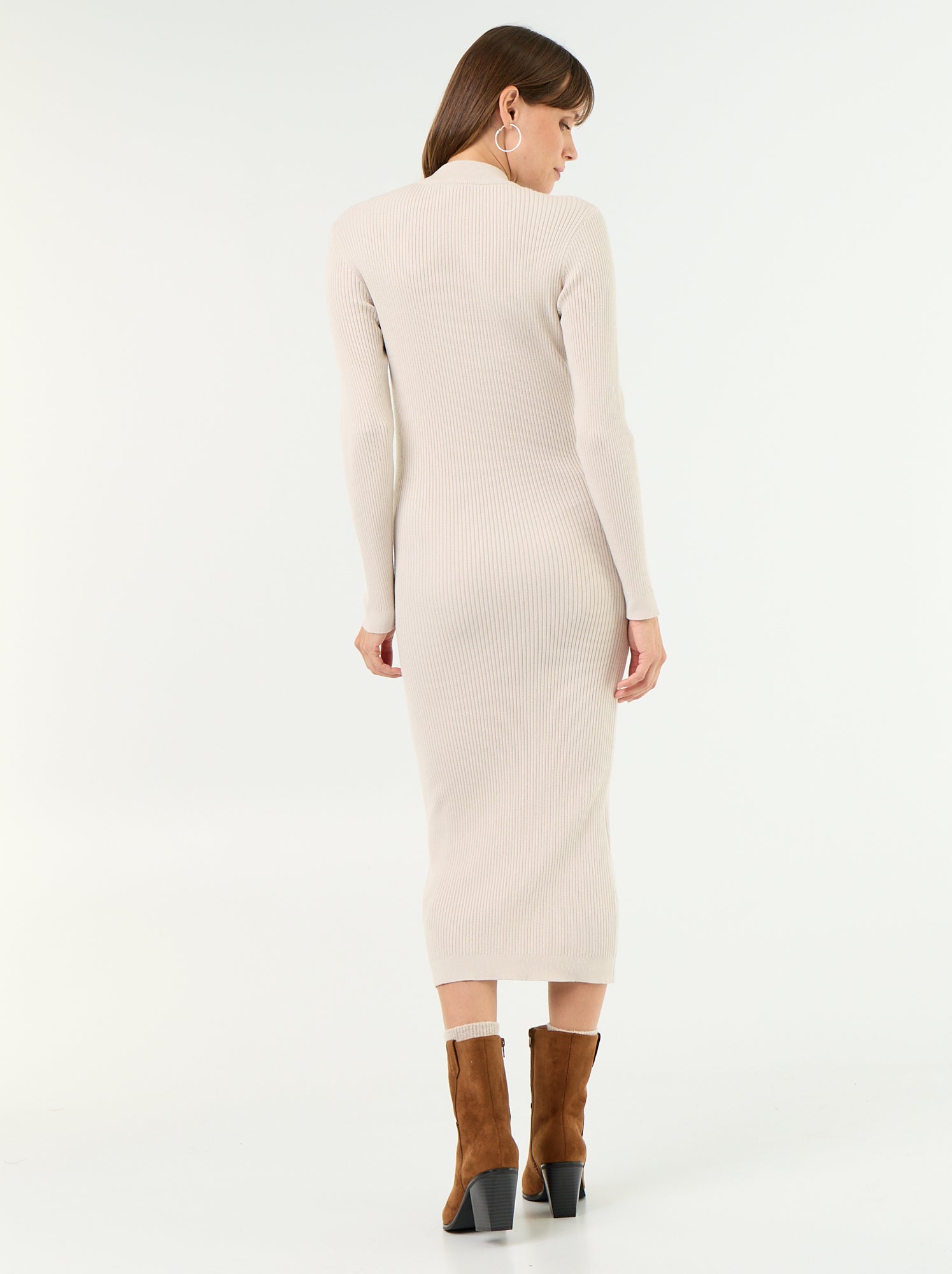 Robe de maternité longue et côtelée - Gris