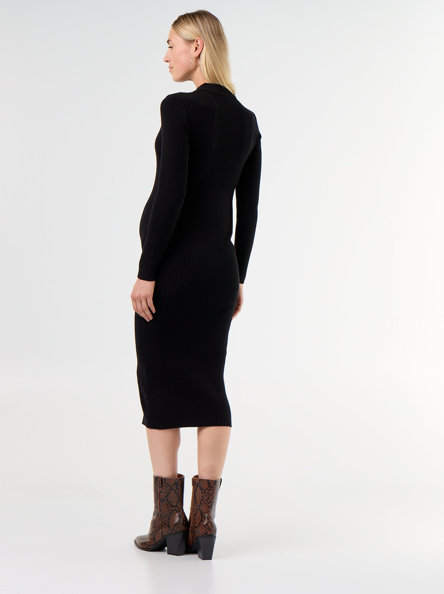 Robe de maternité longue et côtelée - Noir