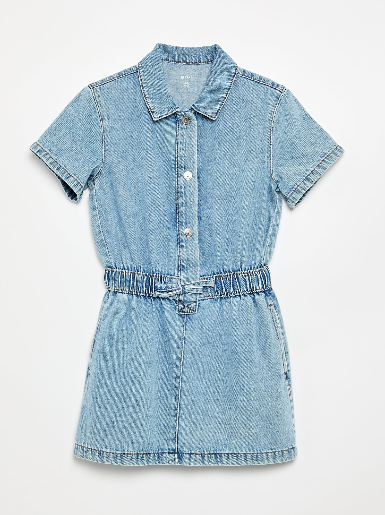 Robe denim coupe chemise - Bleu (GHK26_1)