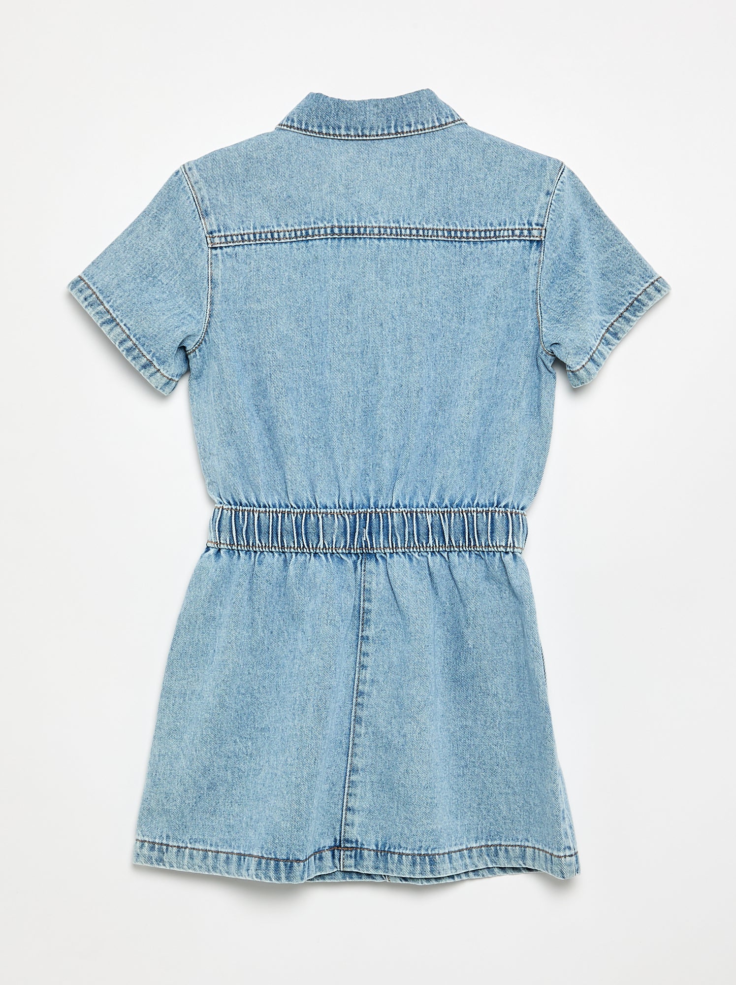 Robe denim coupe chemise - Bleu (GHK26_1)