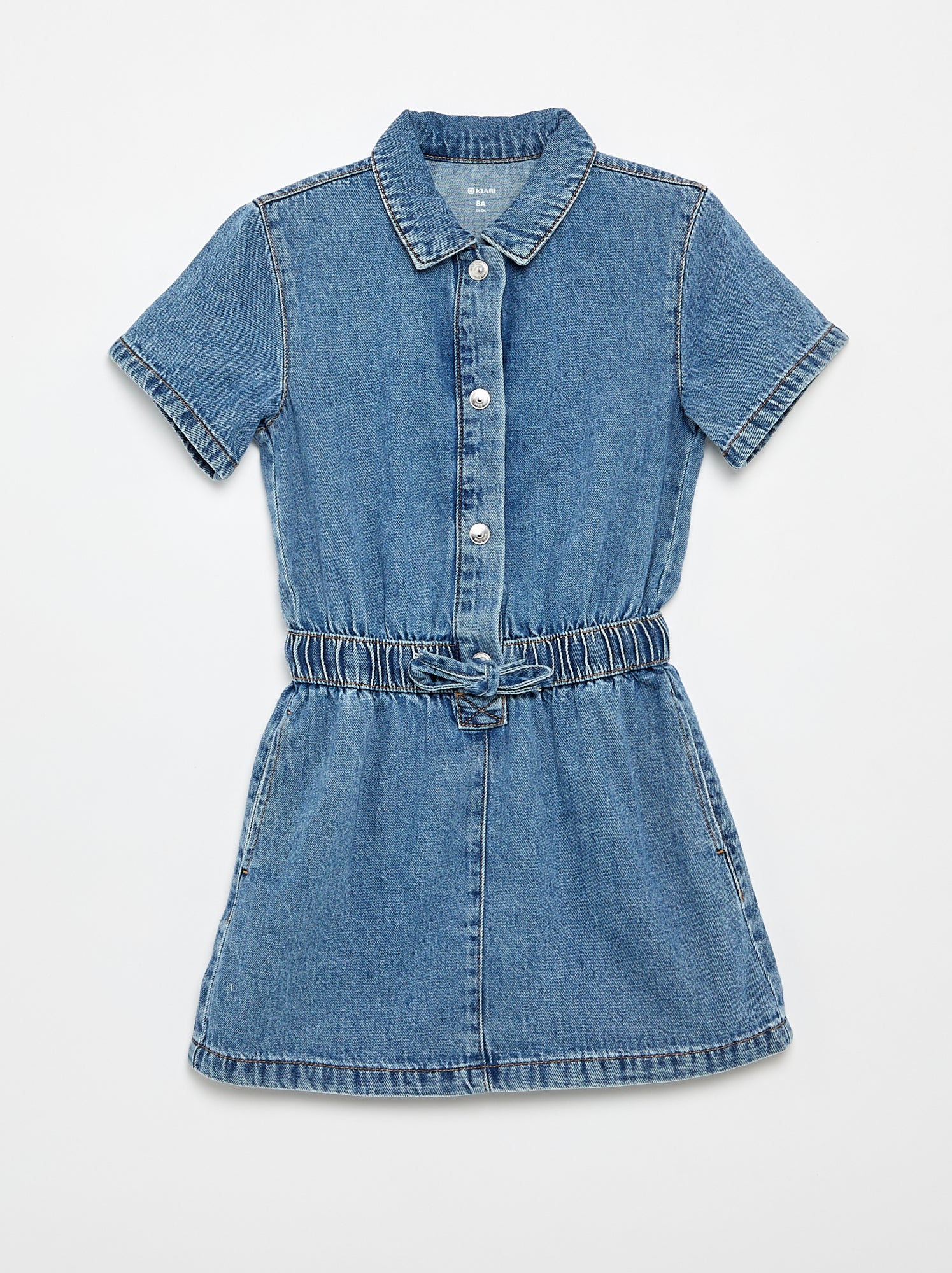 Robe denim coupe chemise - Bleu (GHK26_2)