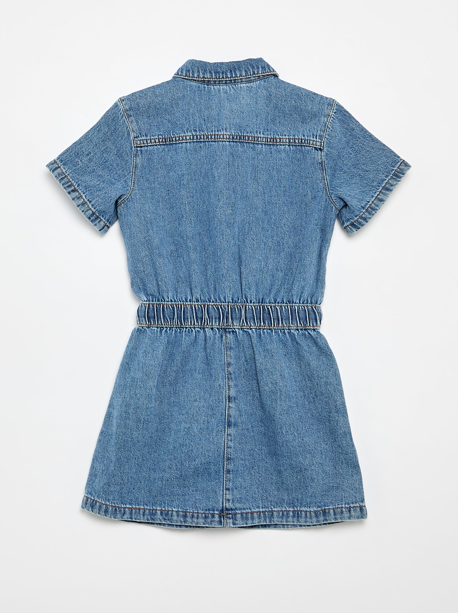 Robe denim coupe chemise - Bleu (GHK26_2)