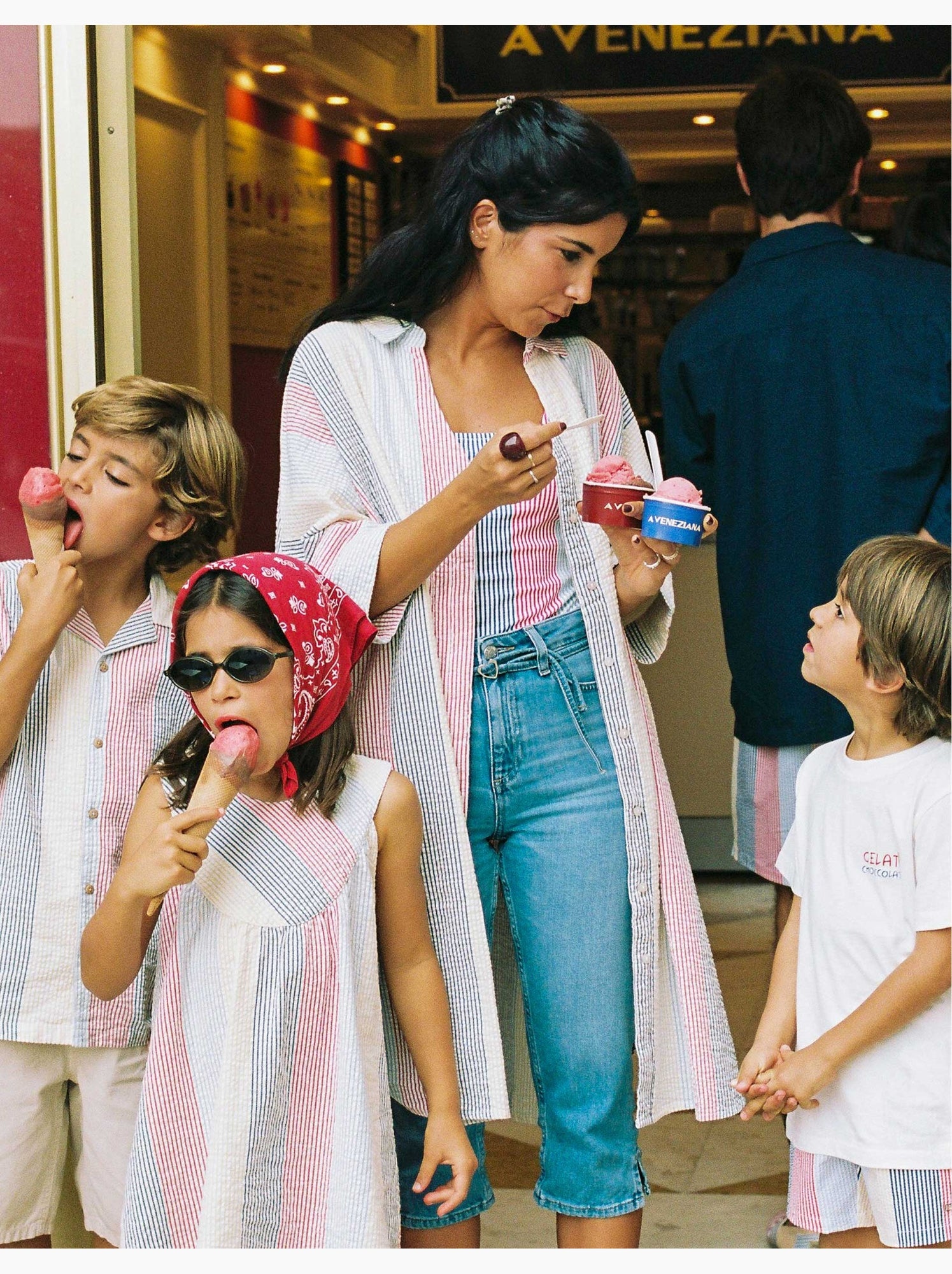 Robe en coton à rayures You&Me - Rouge