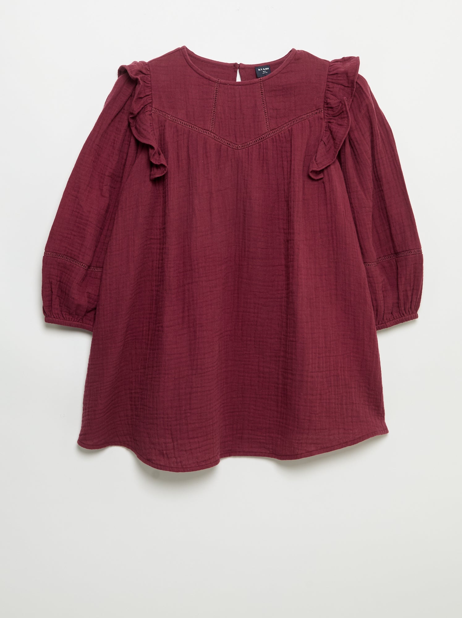 Robe en gaze de coton avec volants aux emmanchures - Violet