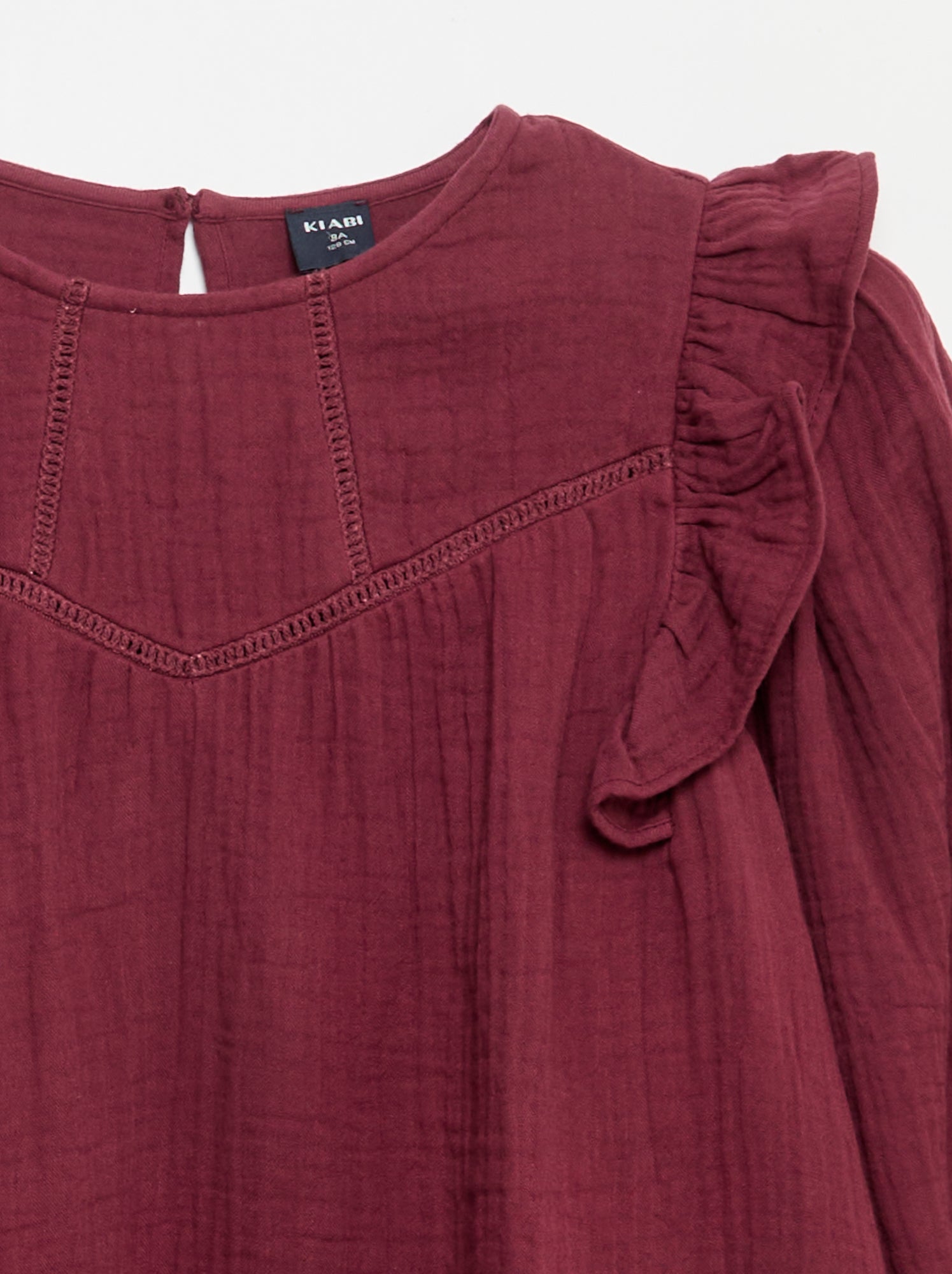 Robe en gaze de coton avec volants aux emmanchures - Violet