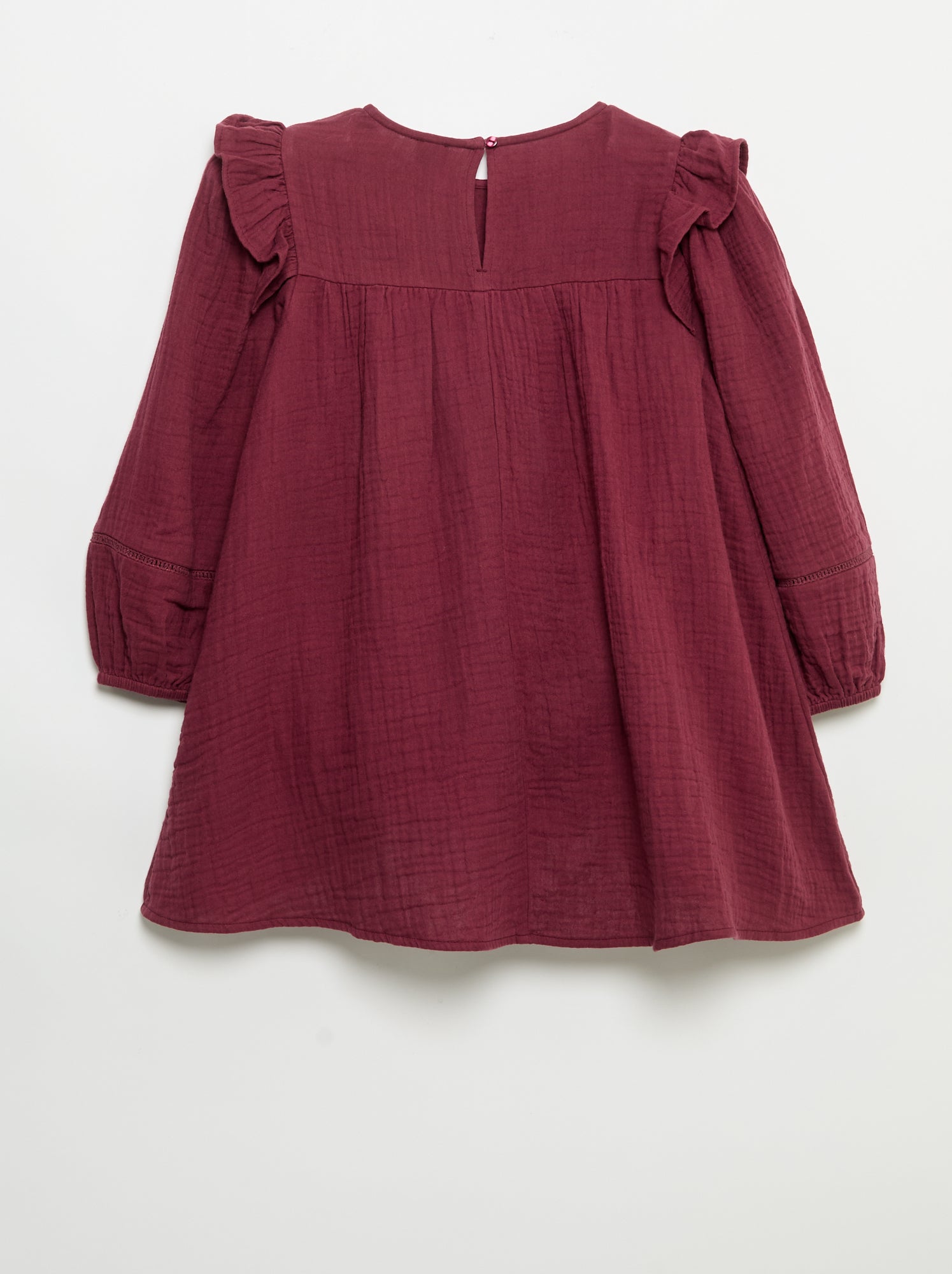 Robe en gaze de coton avec volants aux emmanchures - Violet
