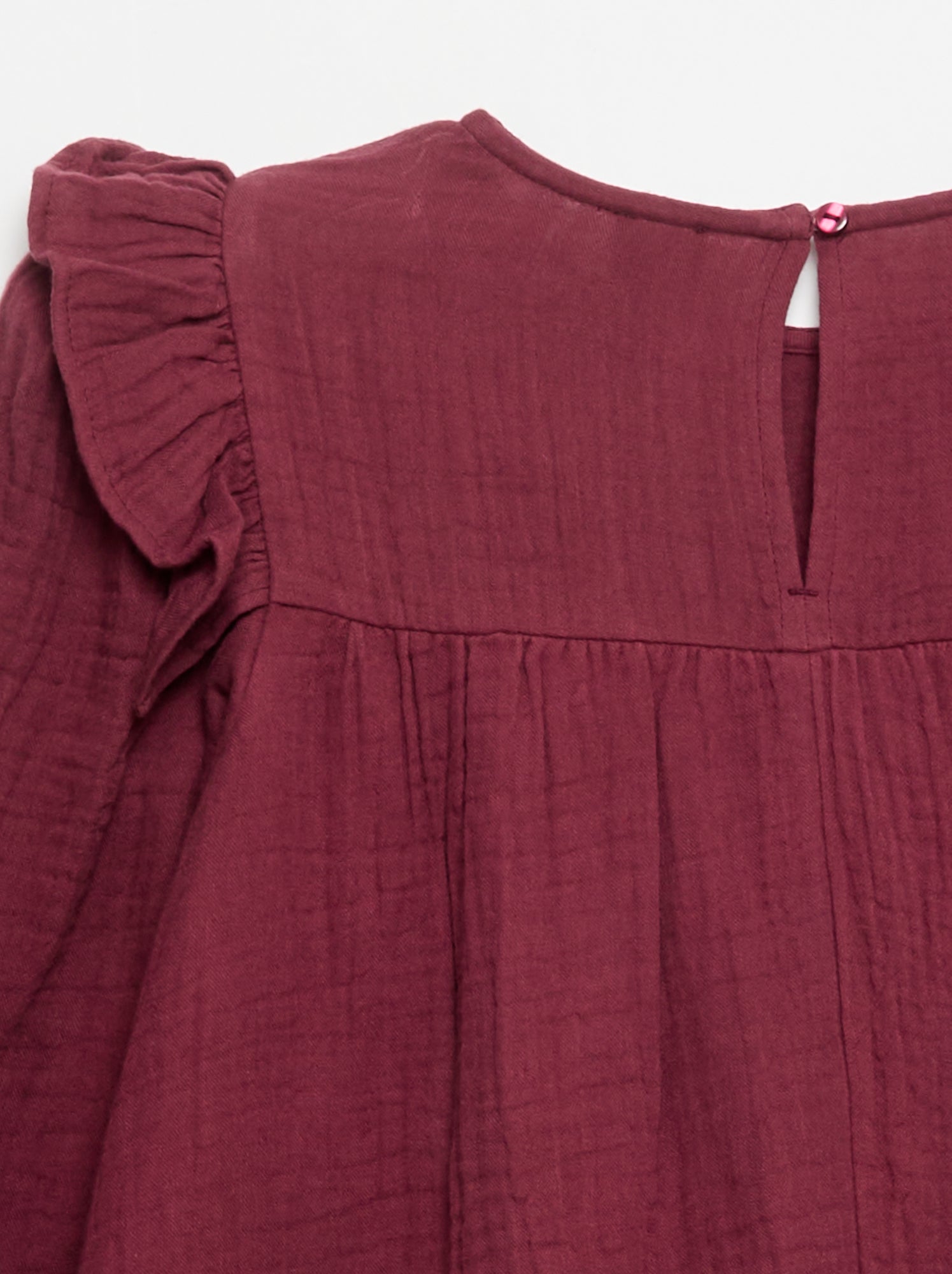 Robe en gaze de coton avec volants aux emmanchures - Violet