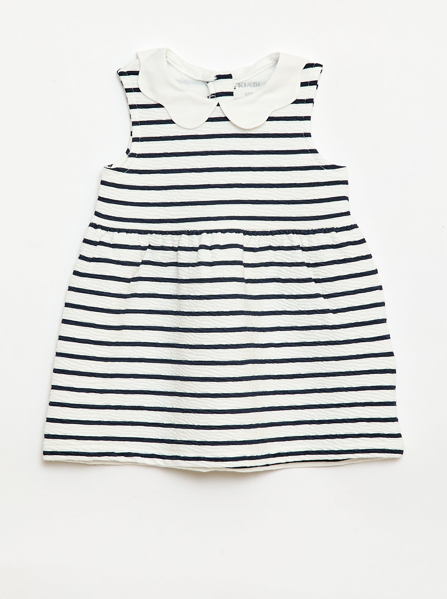 Robe en maille froissée avec col en popeline - Blanc (FDJ24_1)