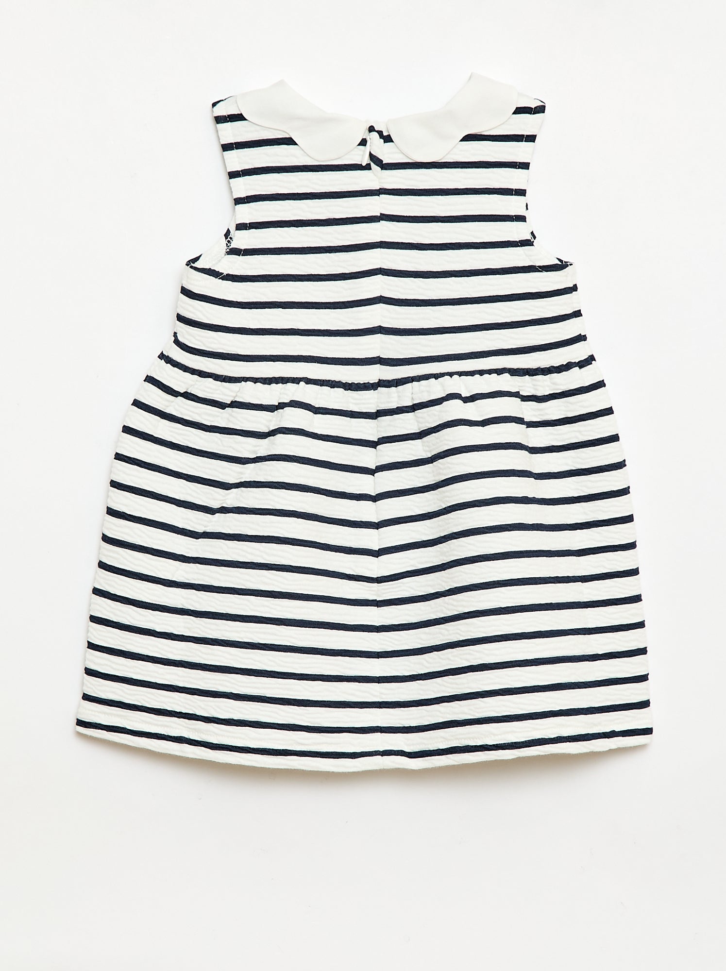 Robe en maille froissée avec col en popeline - Blanc (FDJ24_1)