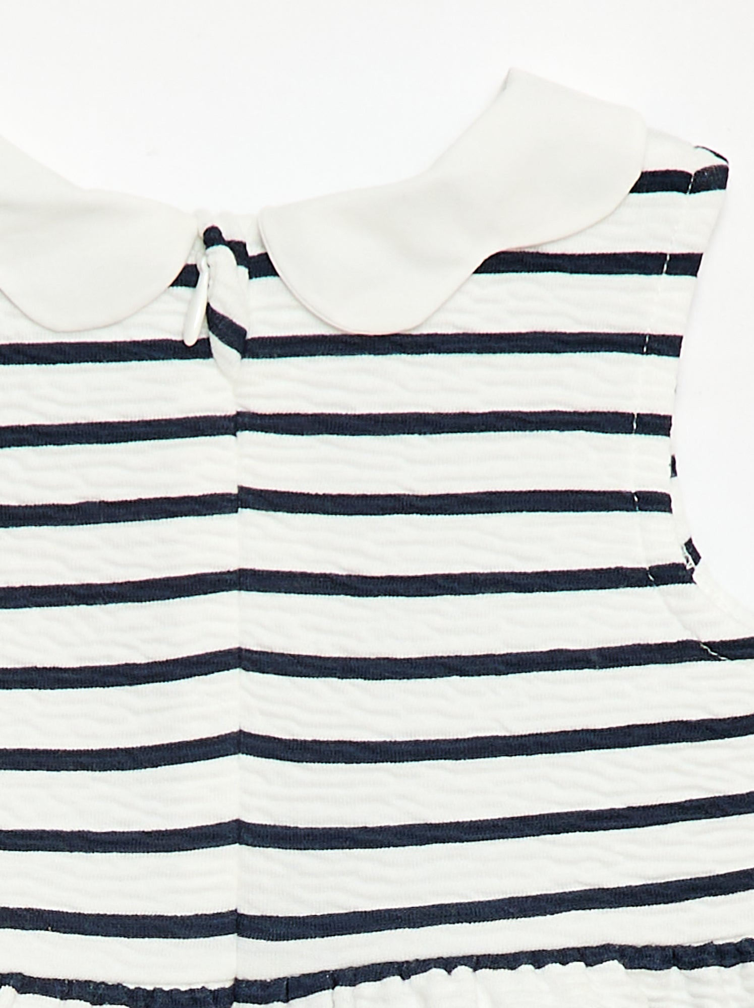 Robe en maille froissée avec col en popeline - Blanc (FDJ24_1)