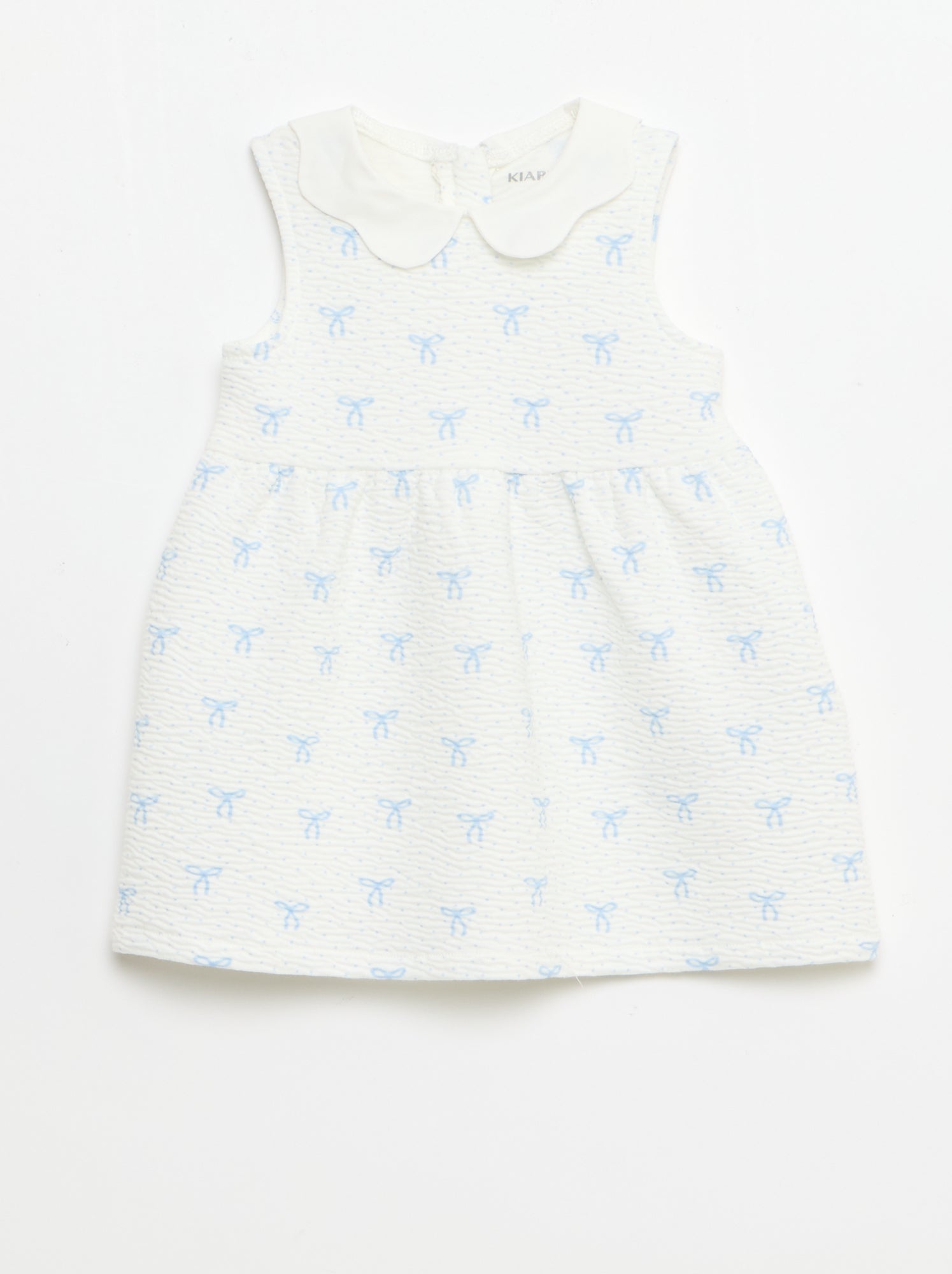 Robe en maille froissée avec col en popeline - Blanc (FDJ24_3)