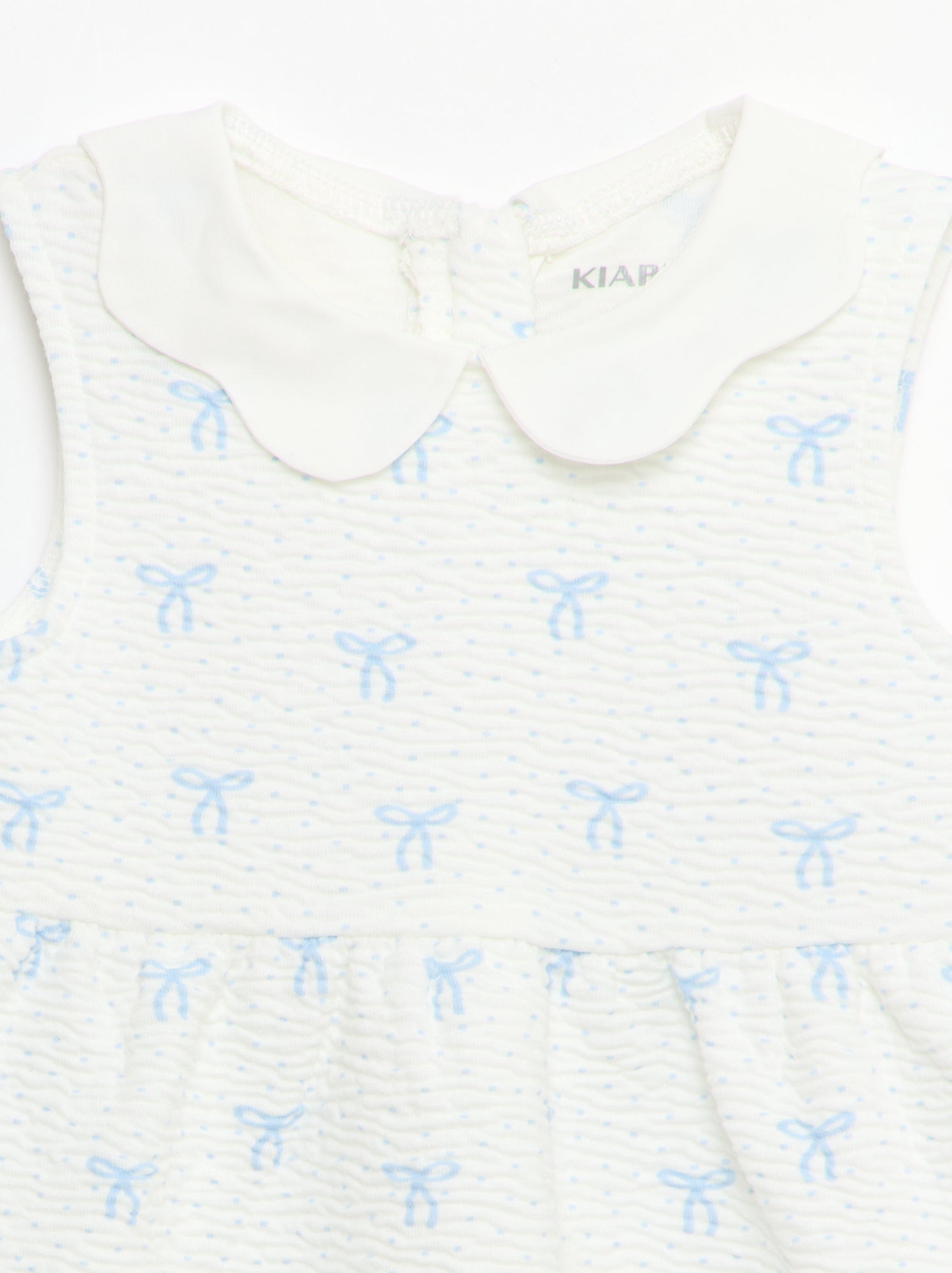 Robe en maille froissée avec col en popeline - Blanc (FDJ24_3)