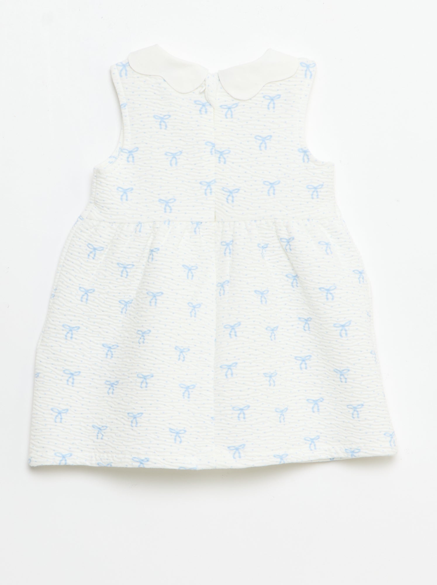 Robe en maille froissée avec col en popeline - Blanc (FDJ24_3)