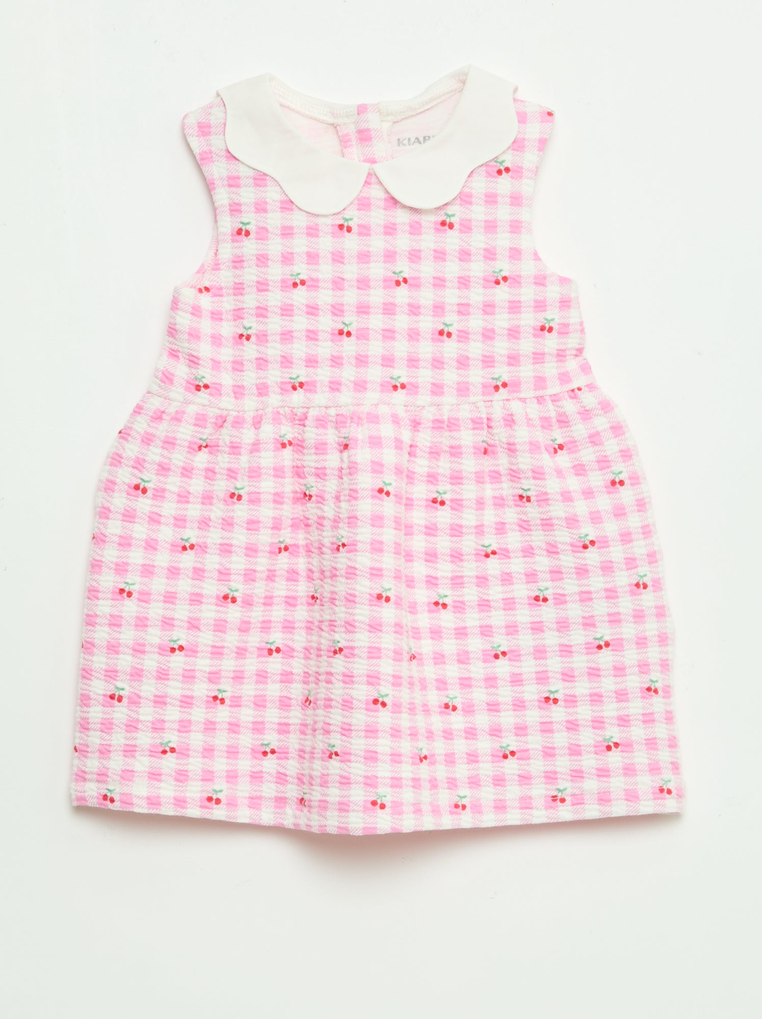 Robe en maille froissée avec col en popeline - Rose