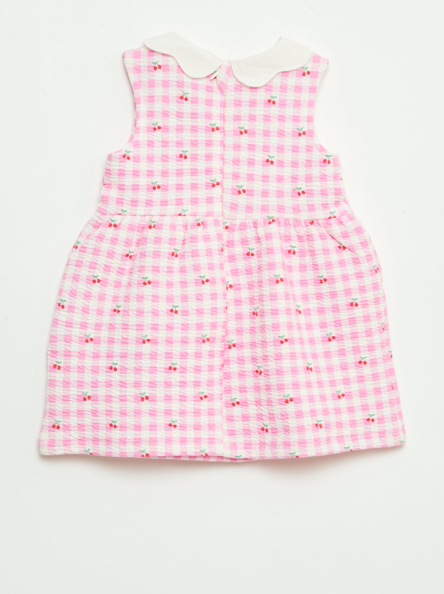 Robe en maille froissée avec col en popeline - Rose
