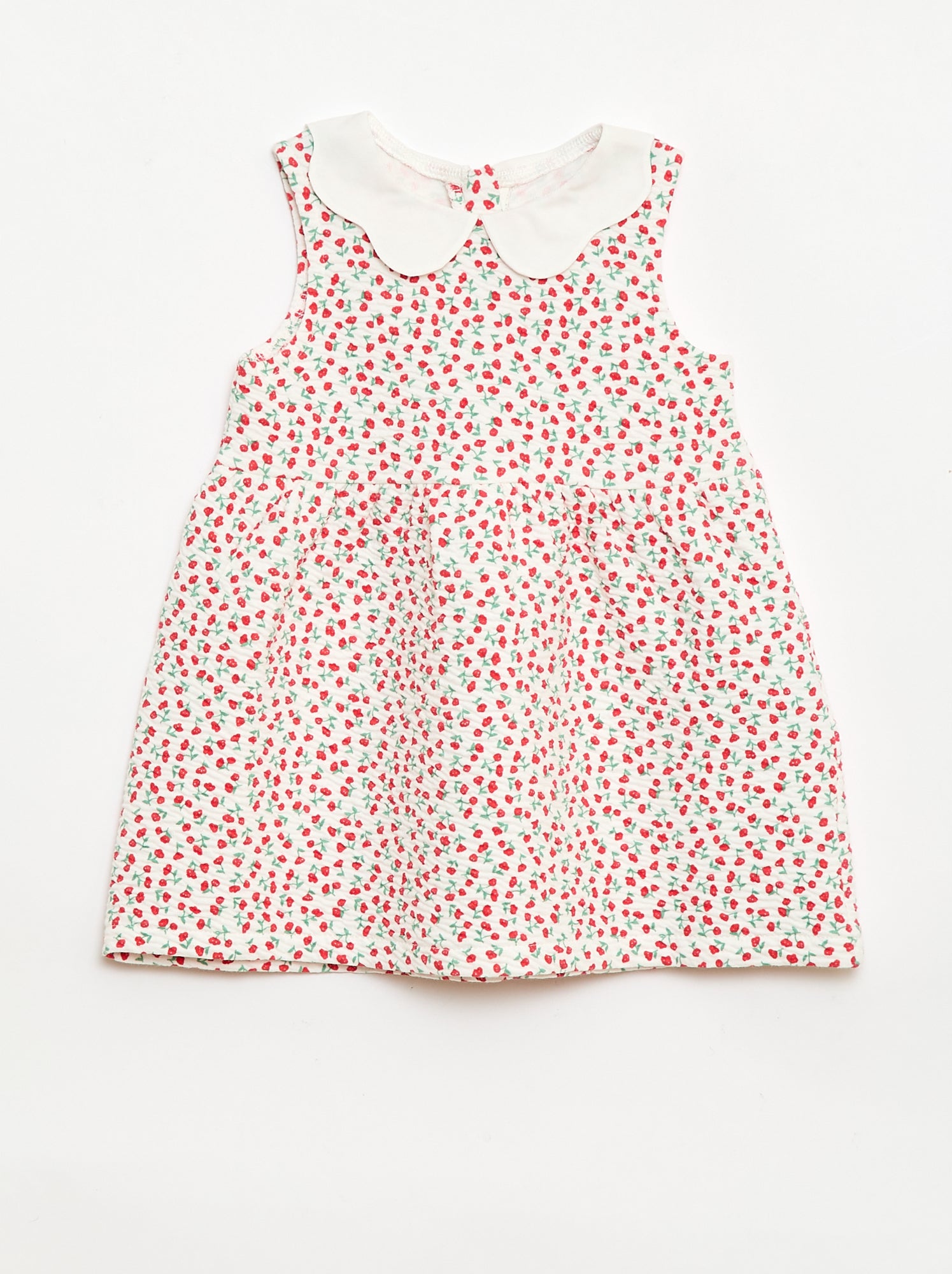 Robe en maille froissée avec col en popeline - Rouge
