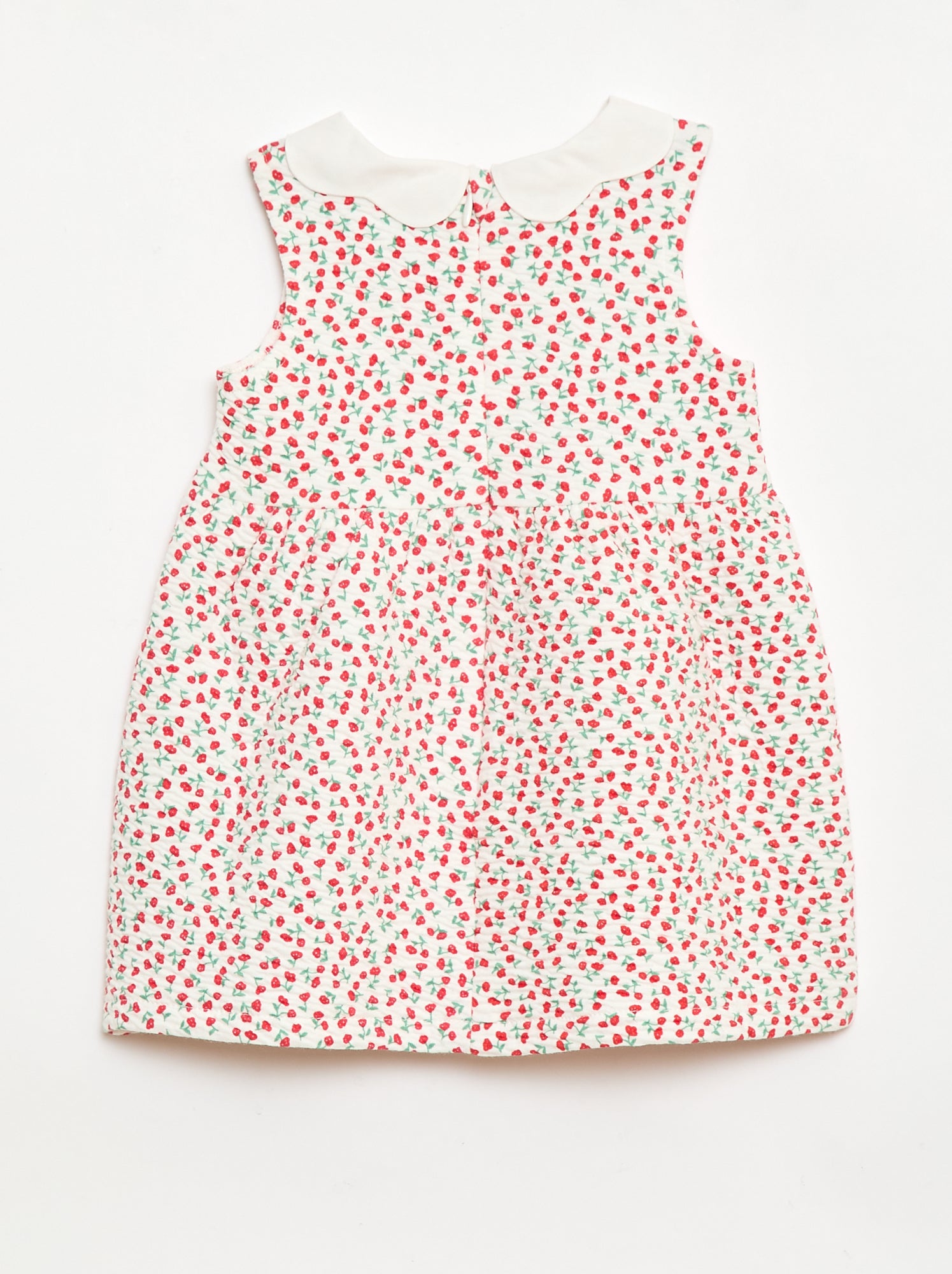 Robe en maille froissée avec col en popeline - Rouge