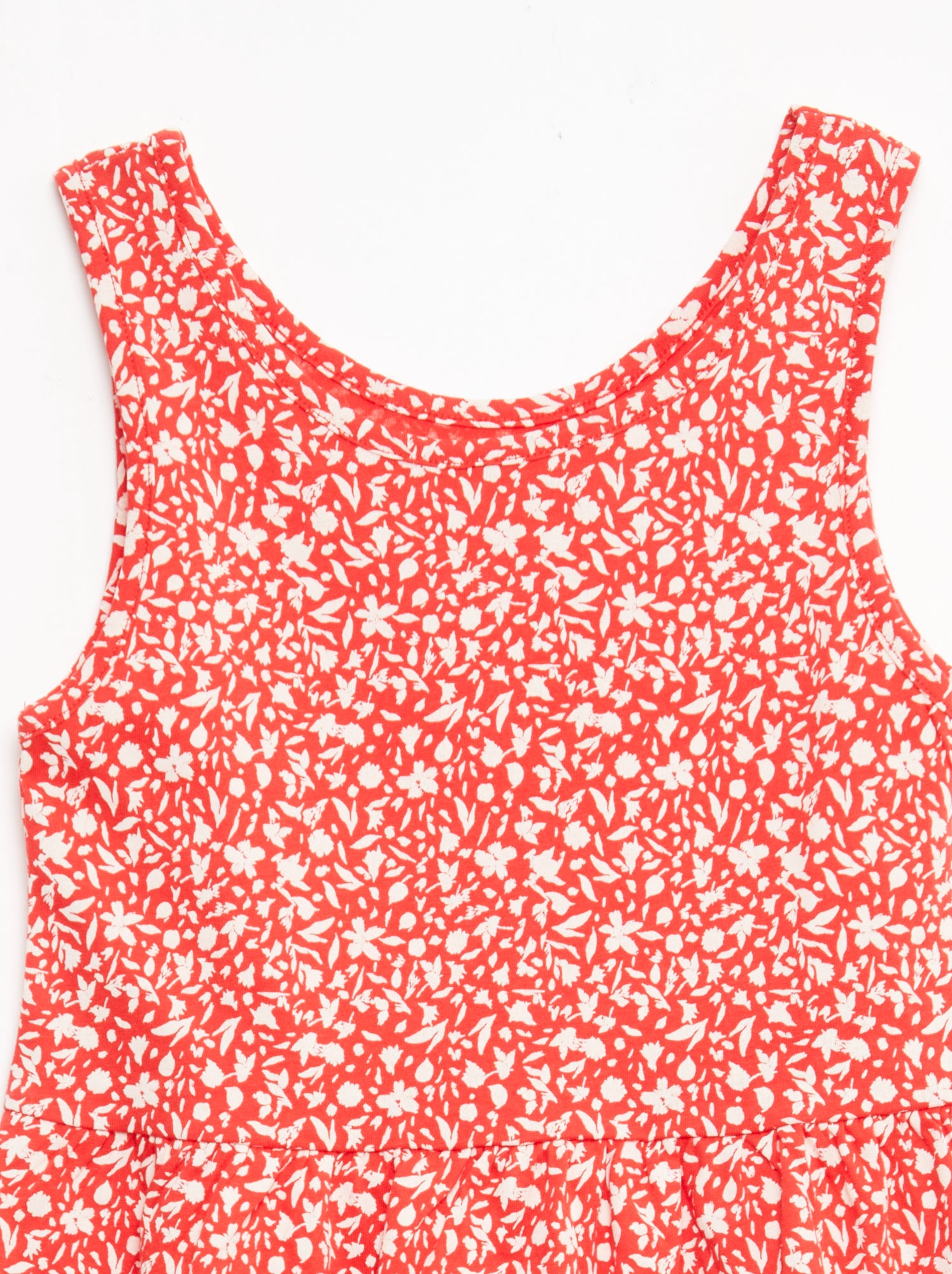 Robe en maille légère fine bretelles all-over en coton - Rouge (EZA10_3)