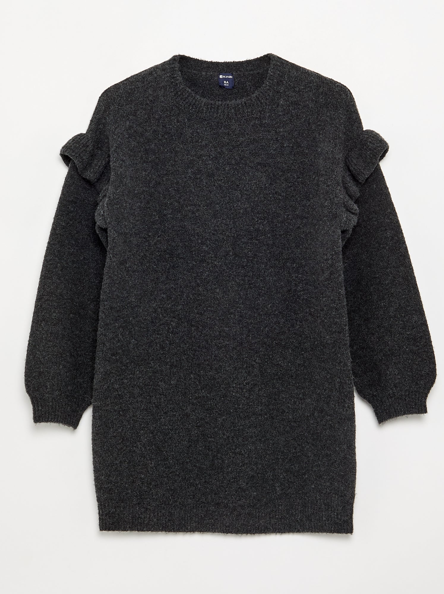 Robe en tricot avec épaules volantées - Gris