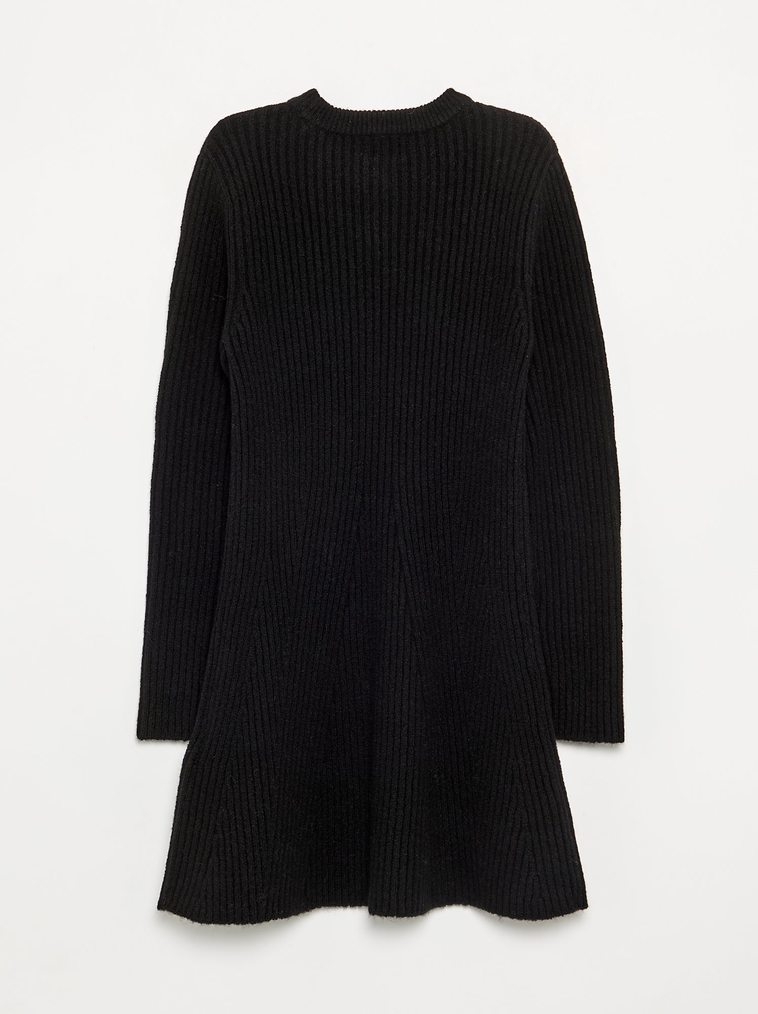Robe en tricot côtelé à manches longues - Noir