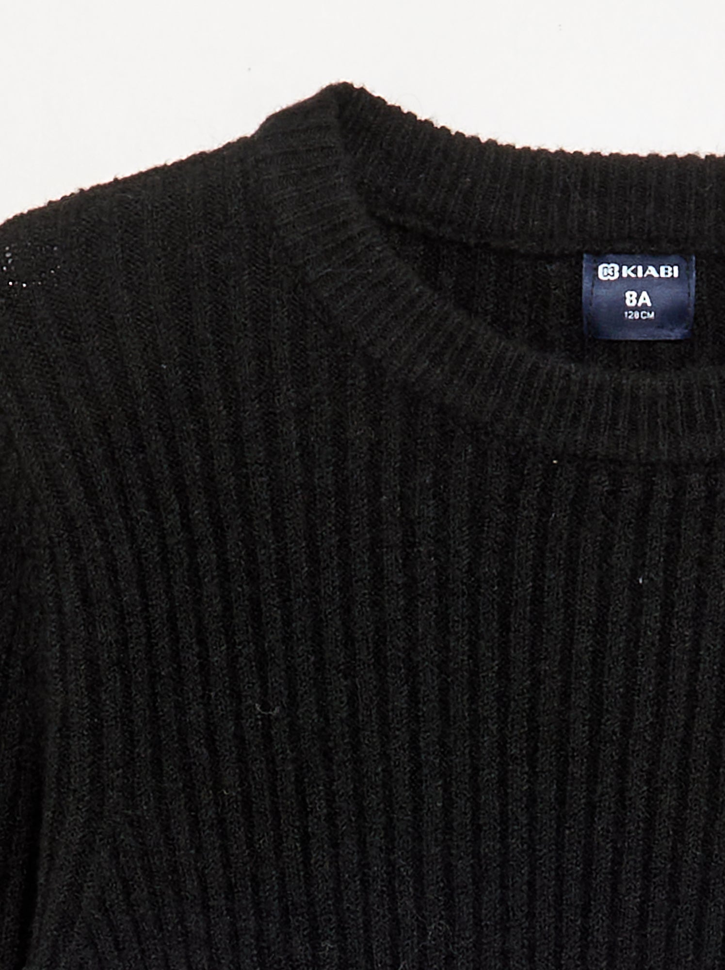 Robe en tricot côtelé à manches longues - Noir