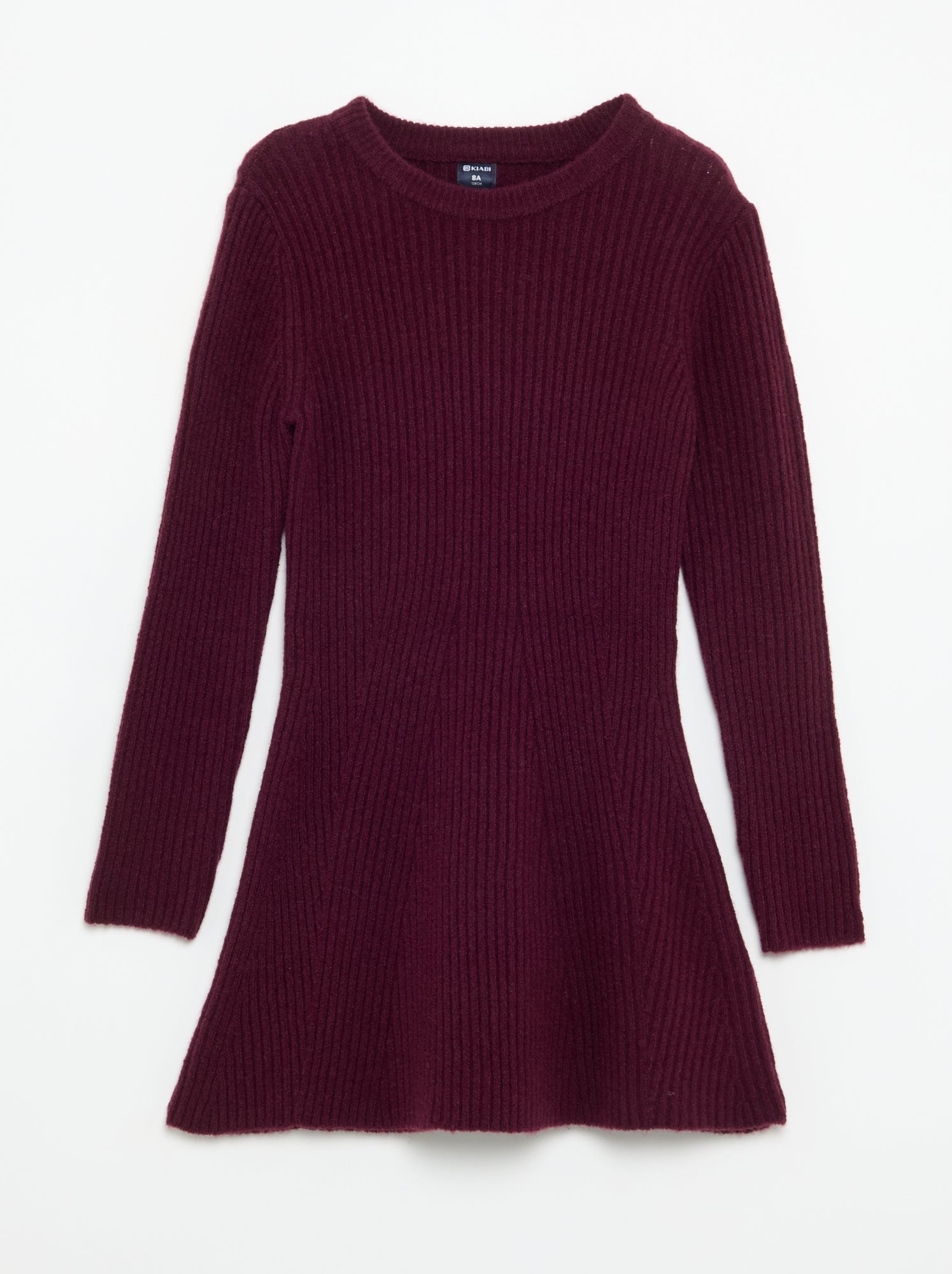 Robe en tricot côtelé à manches longues - Violet