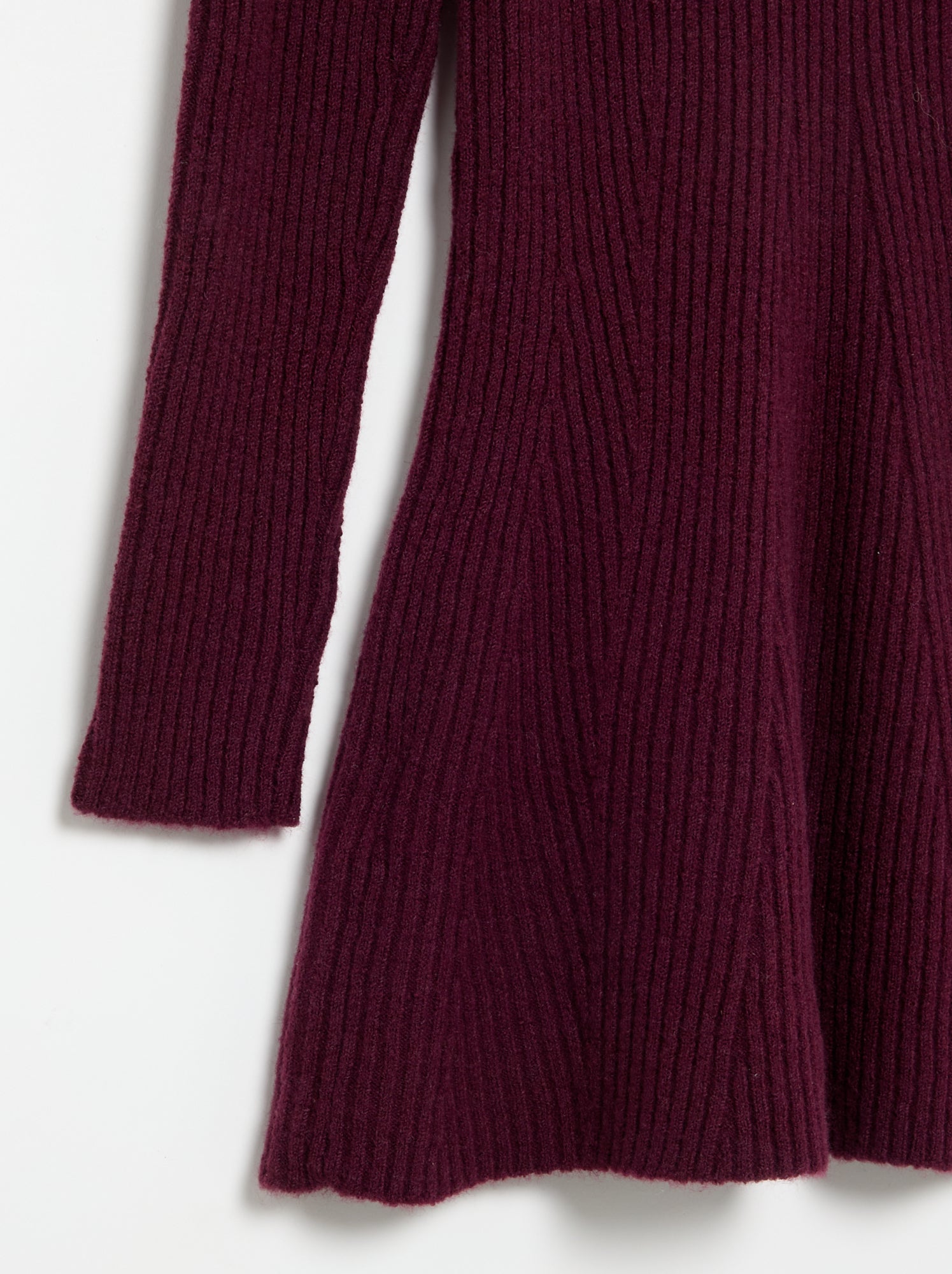 Robe en tricot côtelé à manches longues - Violet
