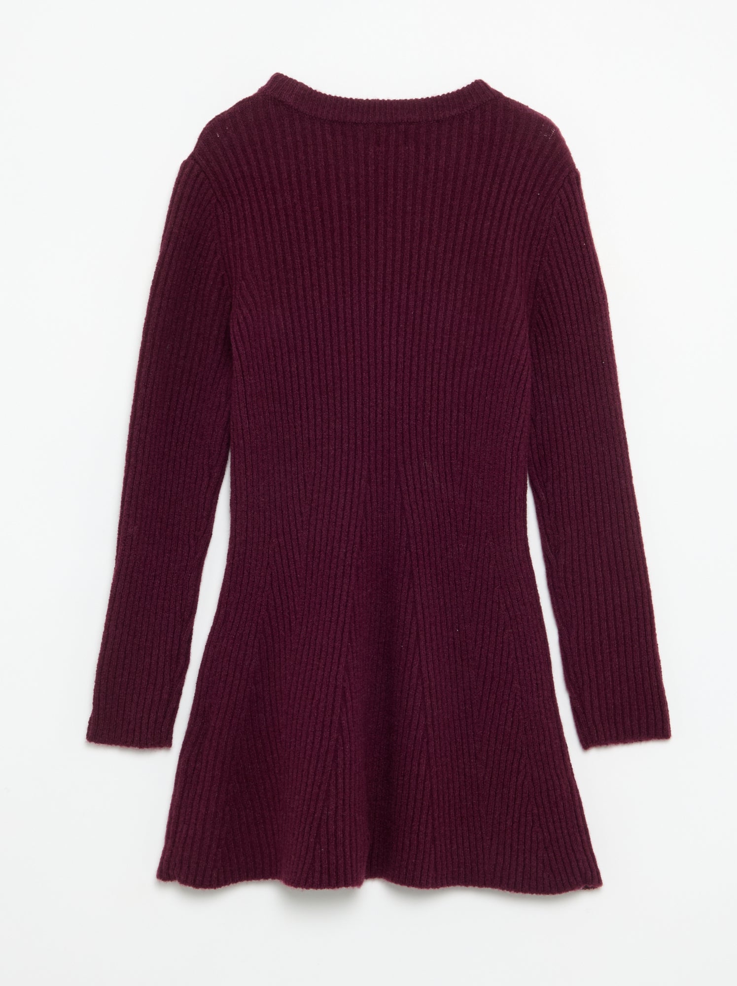 Robe en tricot côtelé à manches longues - Violet