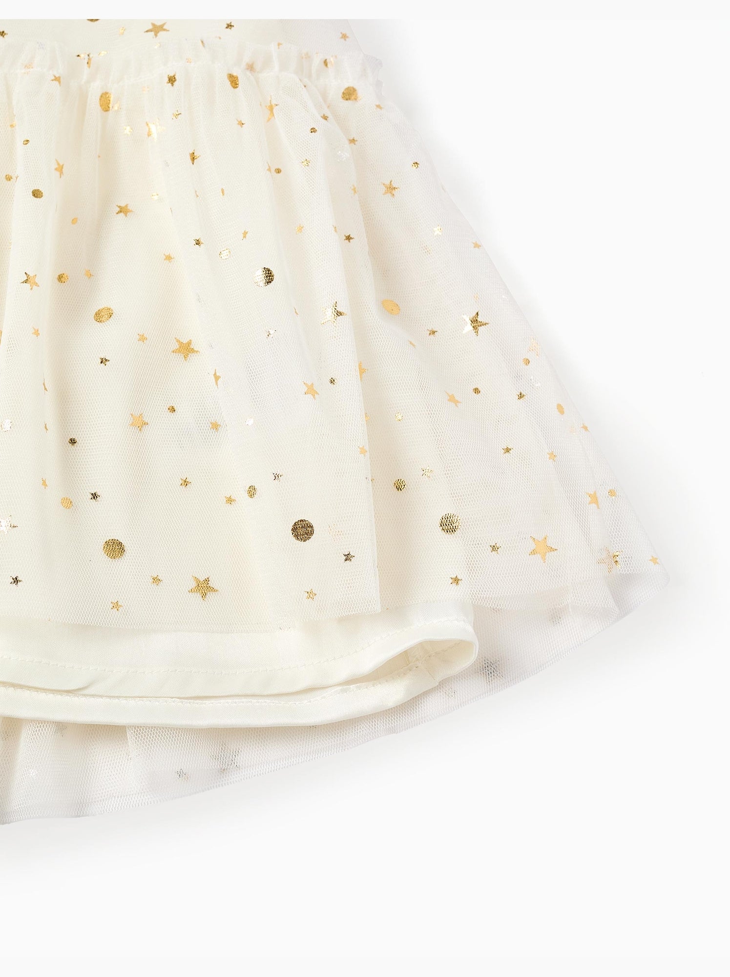 Robe en tulle sans manches avec volants et étoiles - Blanc