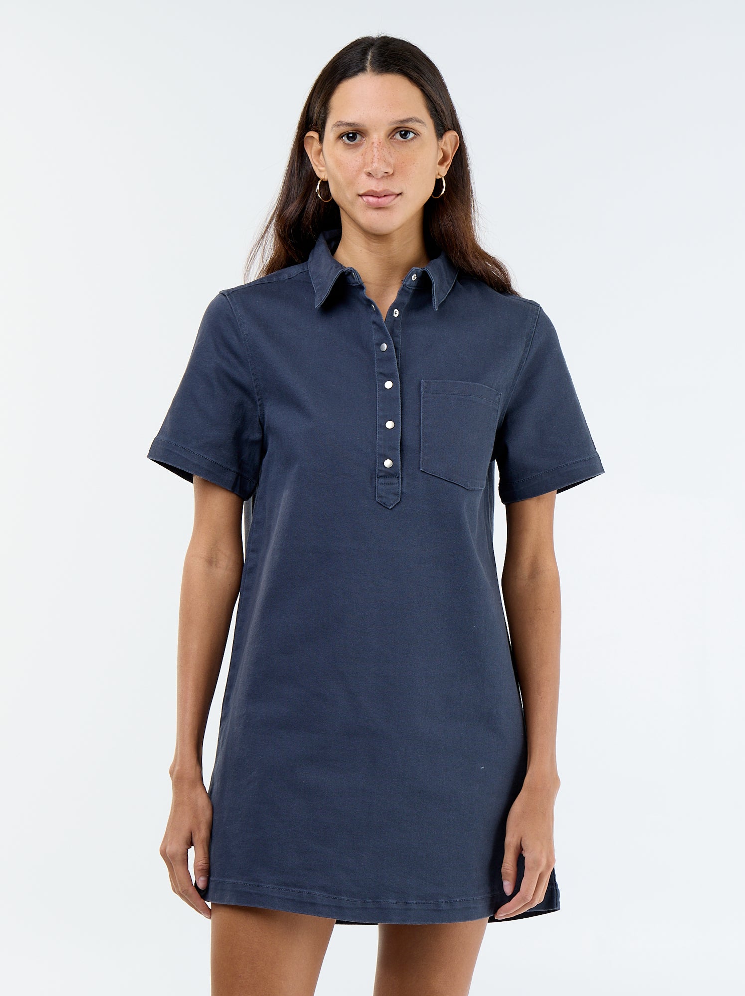 Robe en twill coupe courte - Bleu