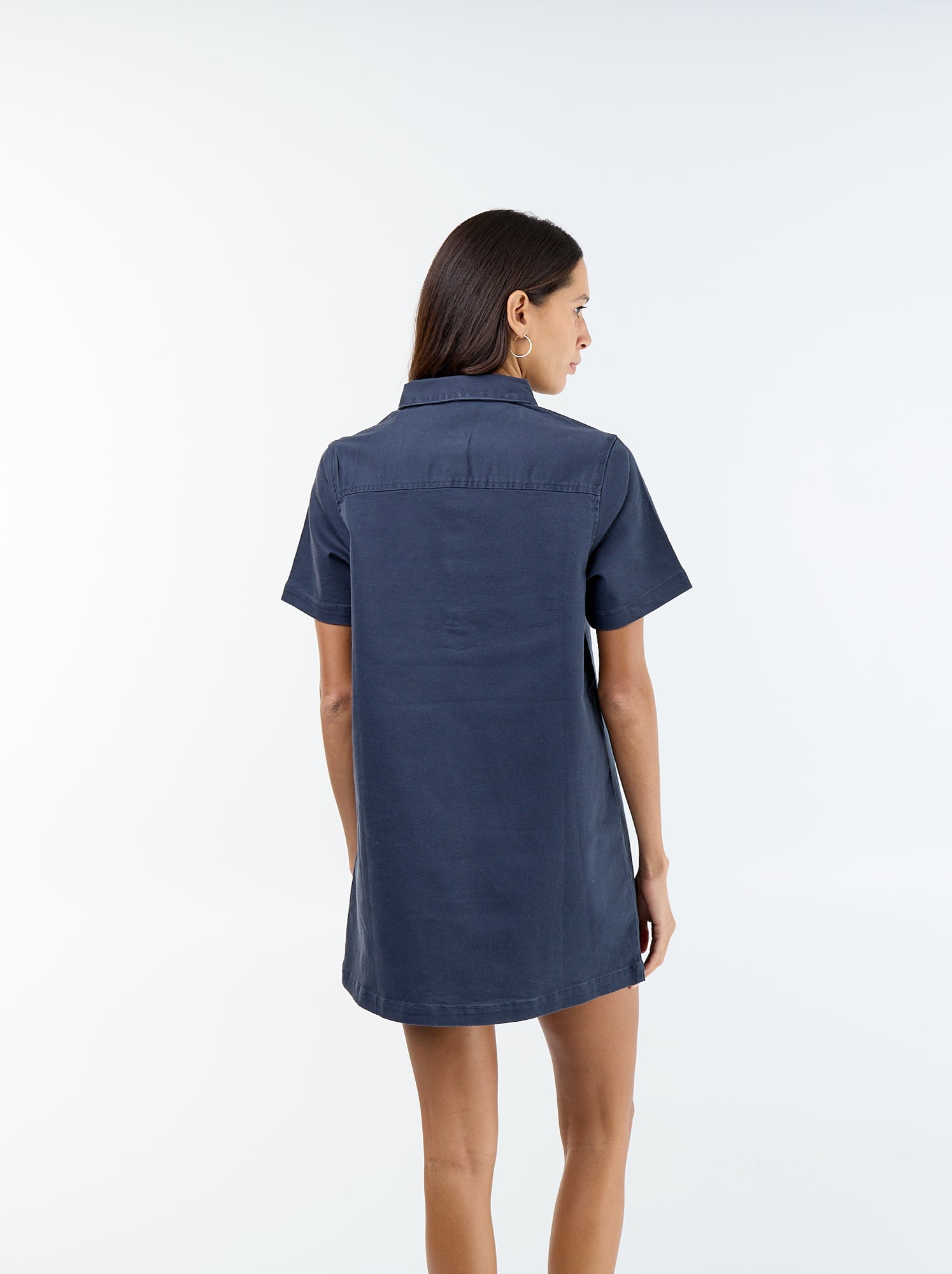 Robe en twill coupe courte - Bleu