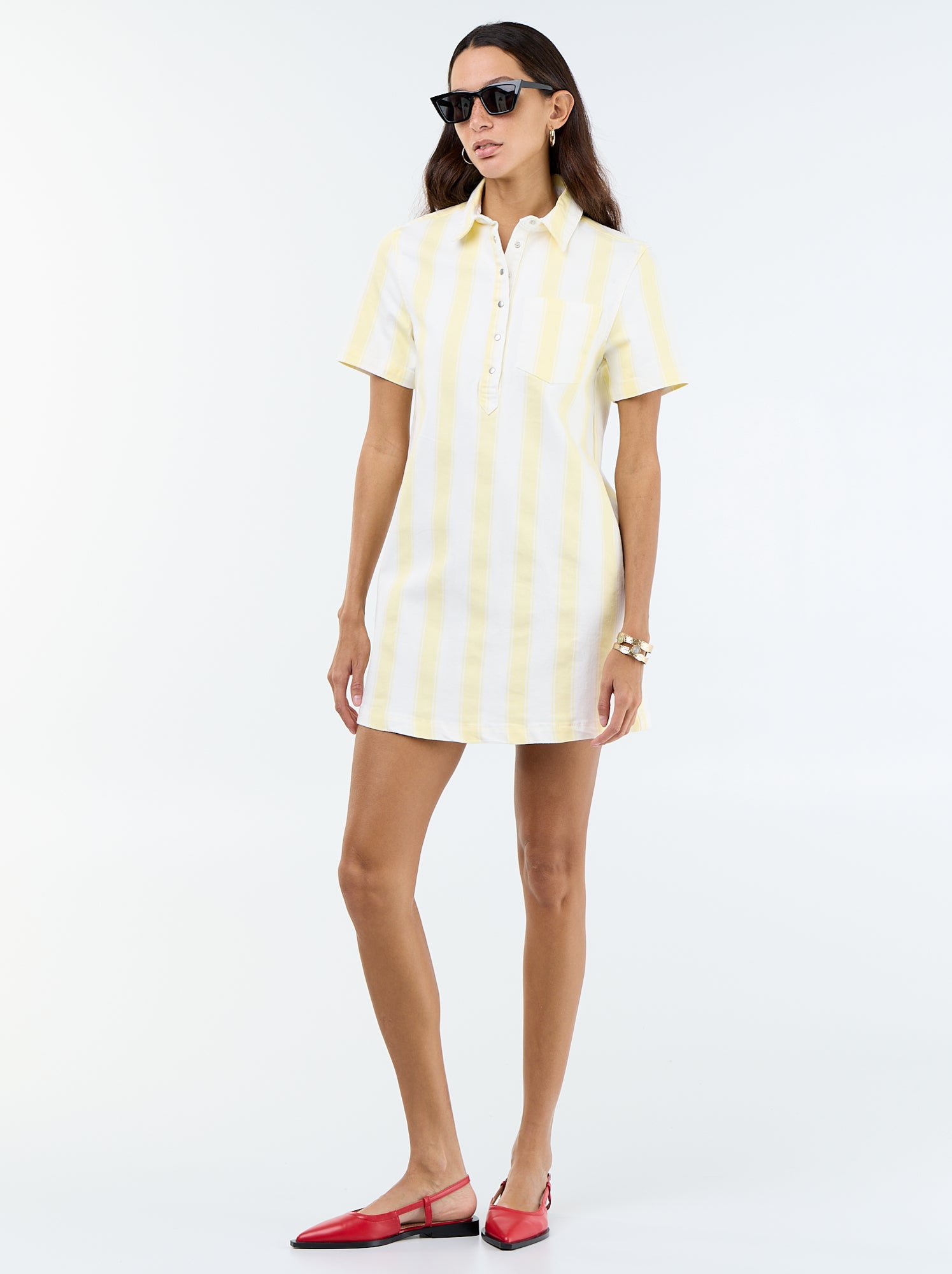 Robe en twill coupe courte - Jaune