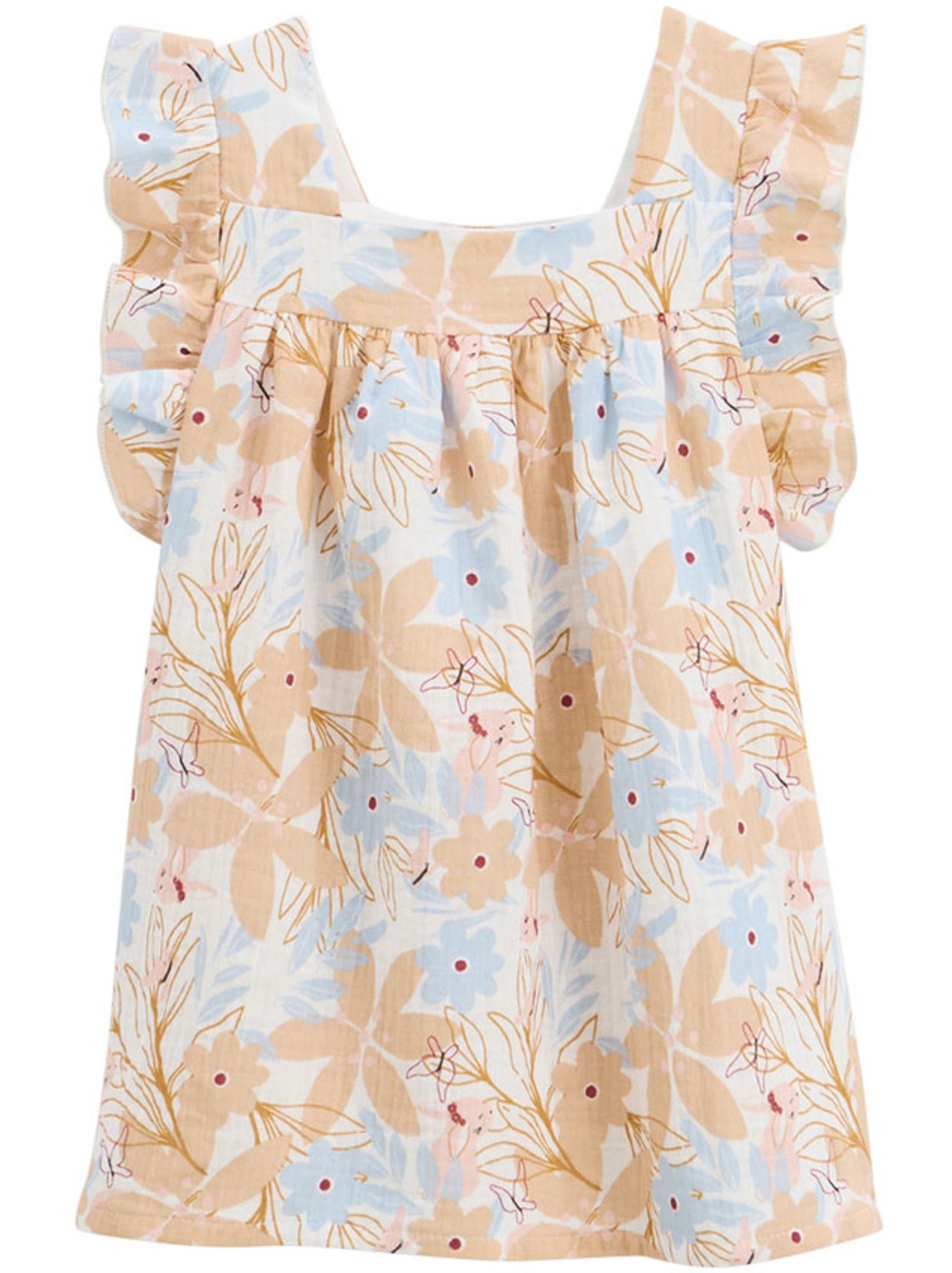 Robe enfant en gaze de coton praline - Peche