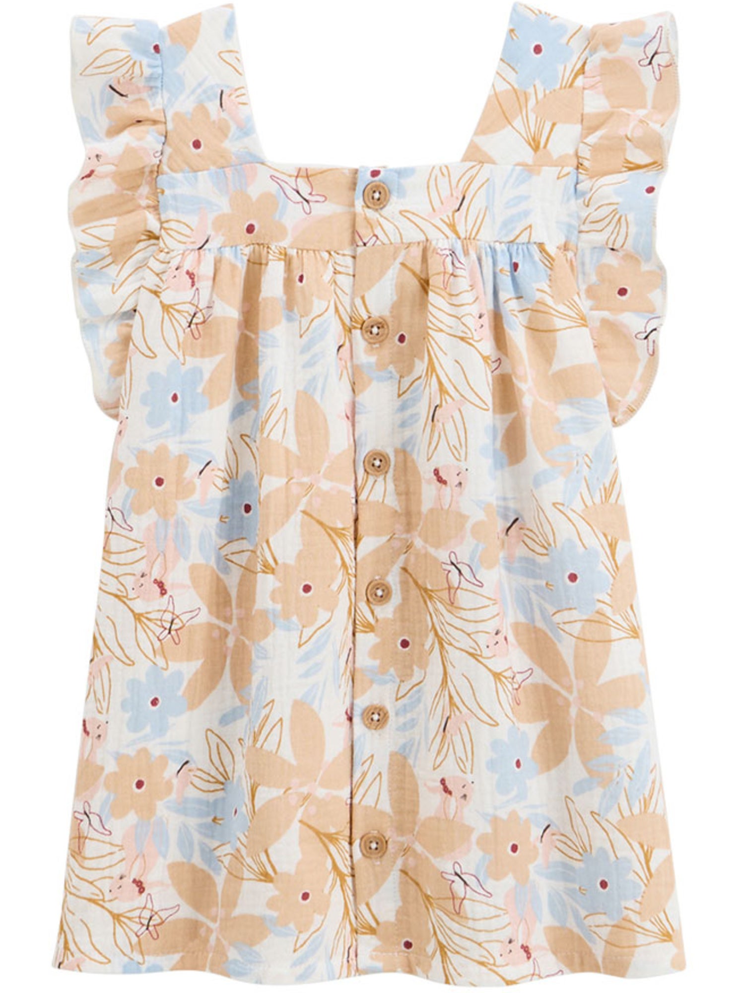 Robe enfant en gaze de coton praline - Peche