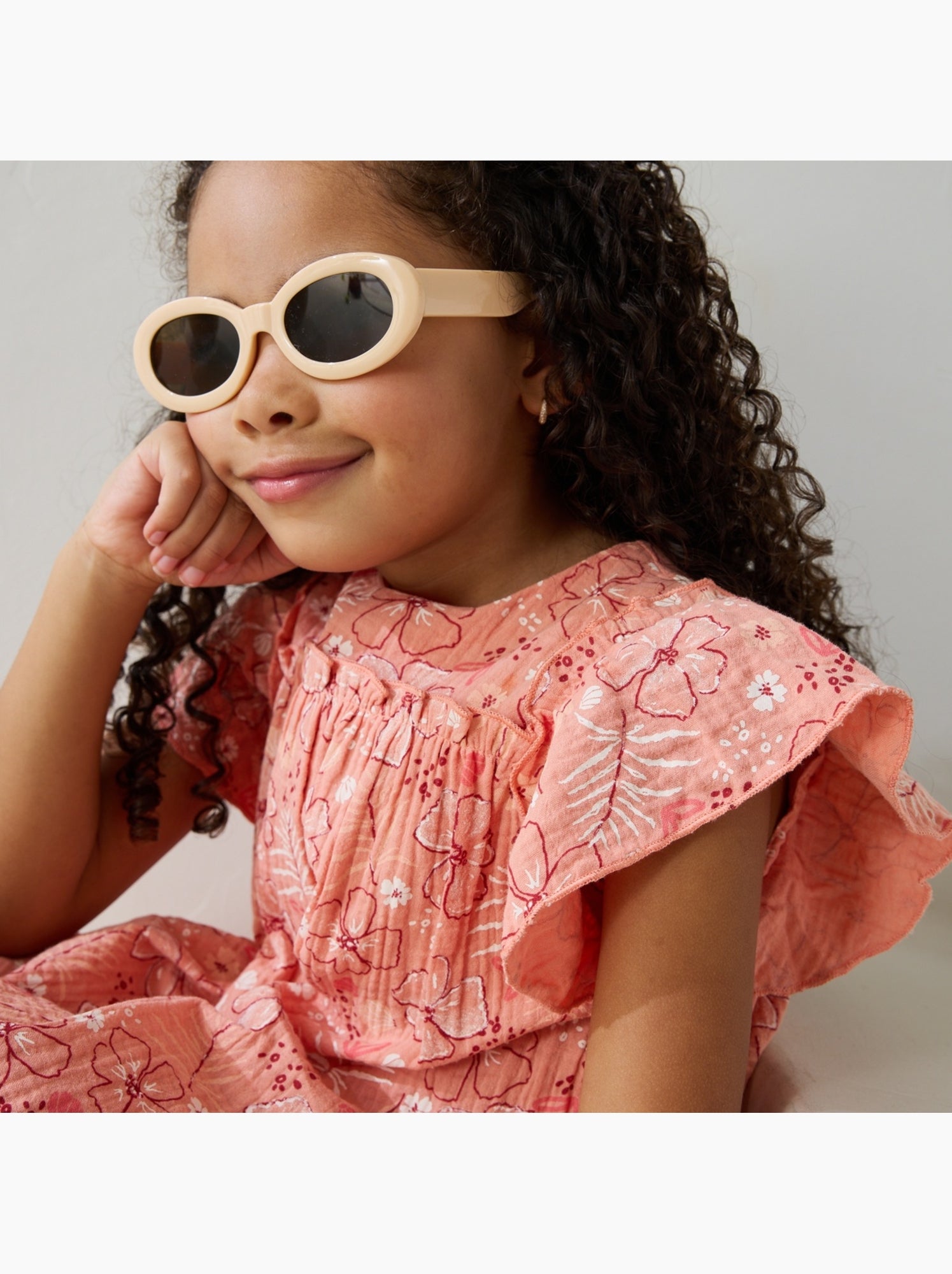 Robe enfant en gaze de coton santa giulia - Corail