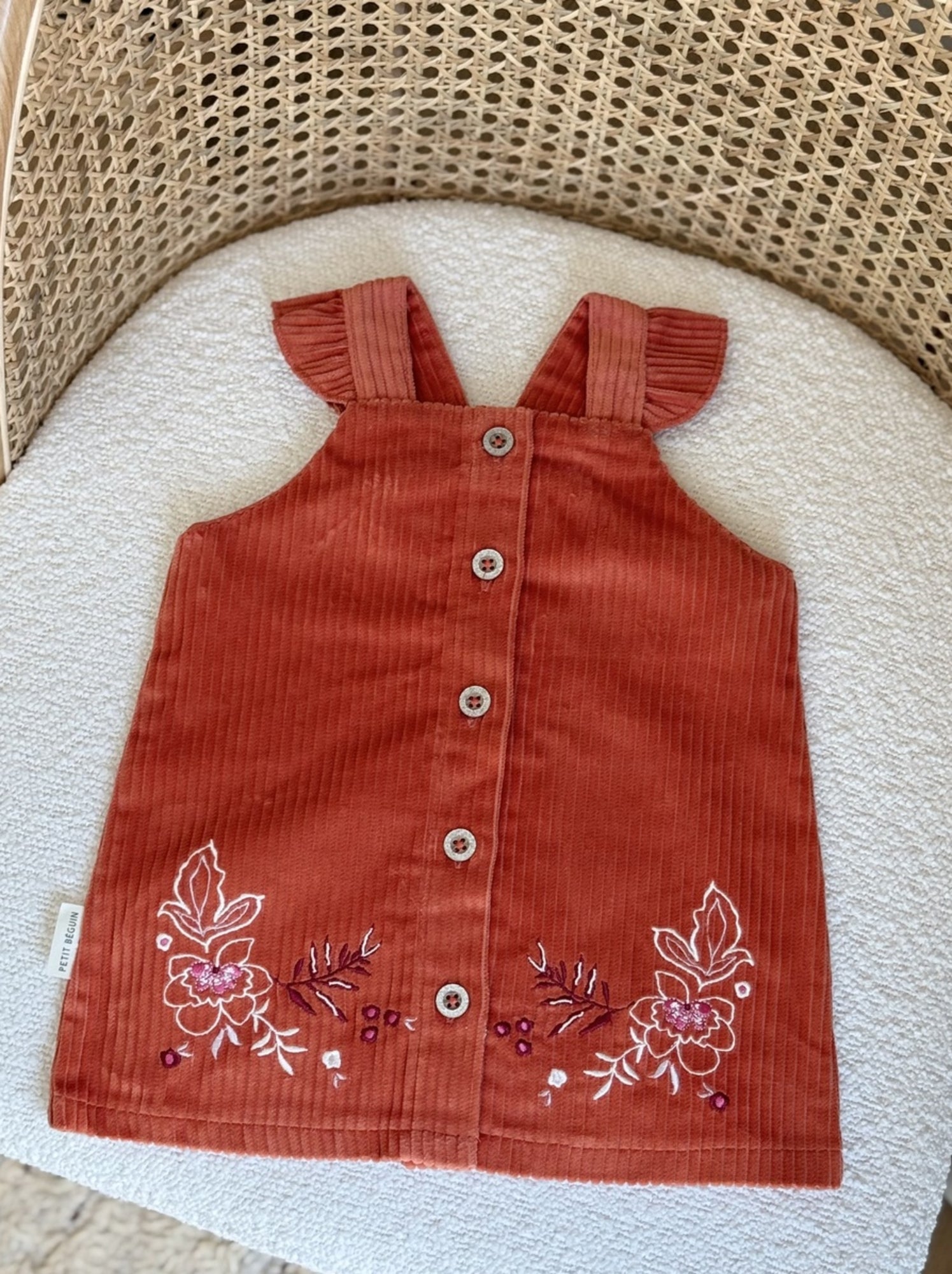 Robe enfant en velours côtelé manouk - Orange