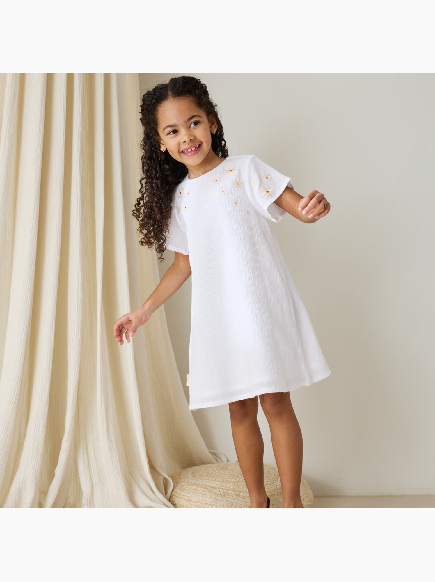 Robe enfant poésie d'été - Blanc