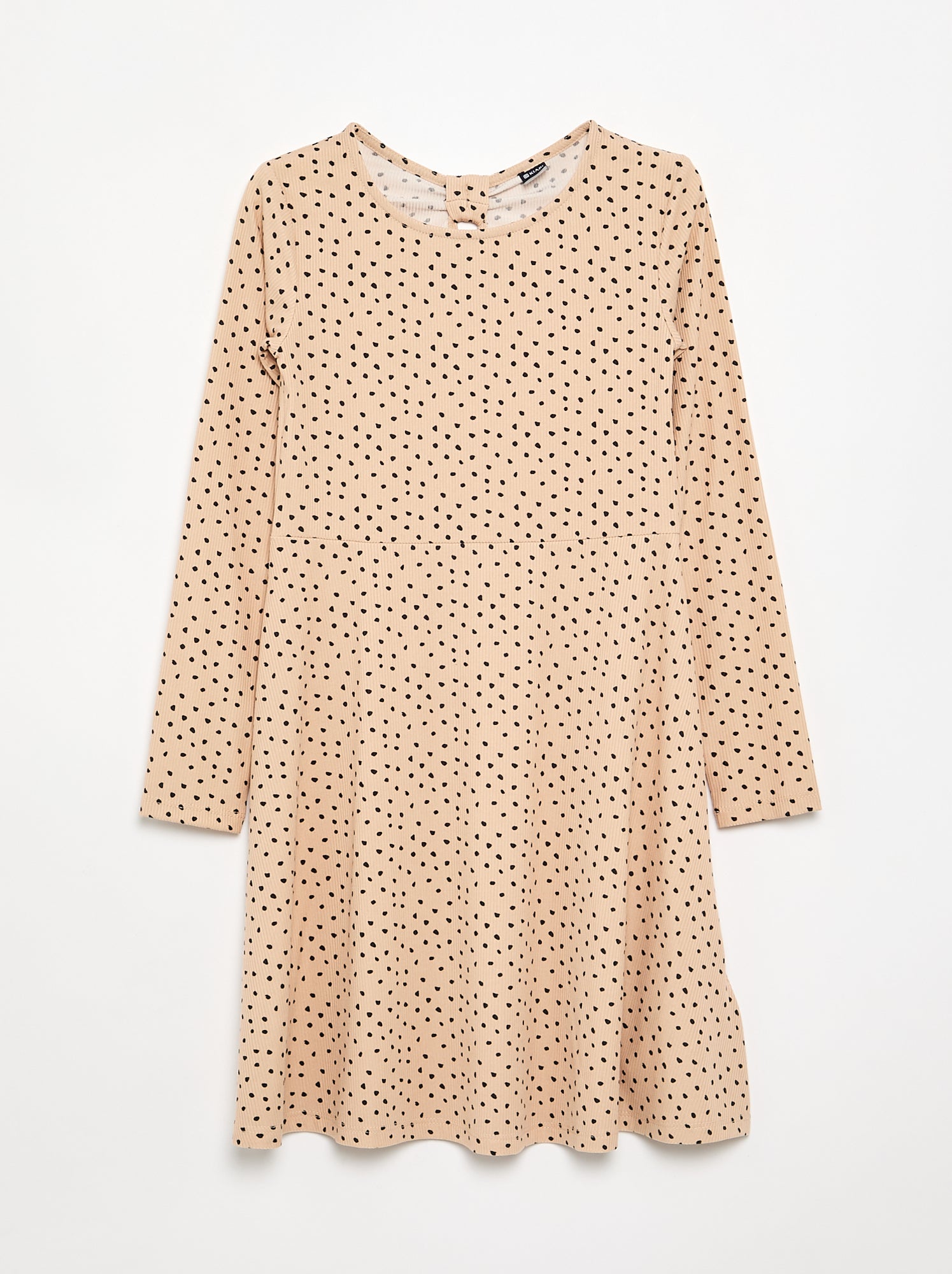 Robe imprimée à manches longues - Beige