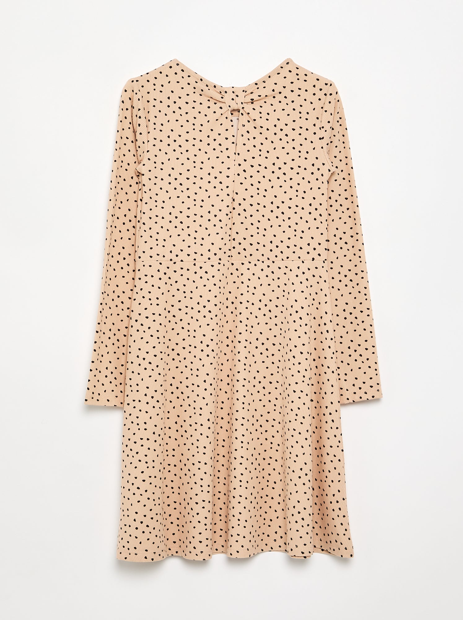 Robe imprimée à manches longues - Beige