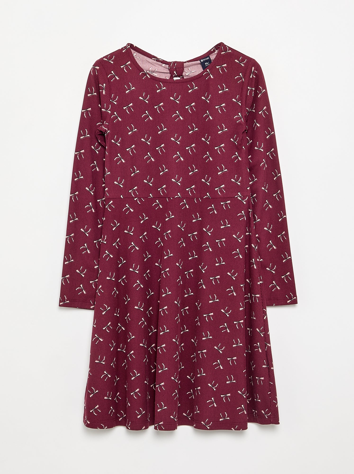 Robe imprimée à manches longues - Rouge