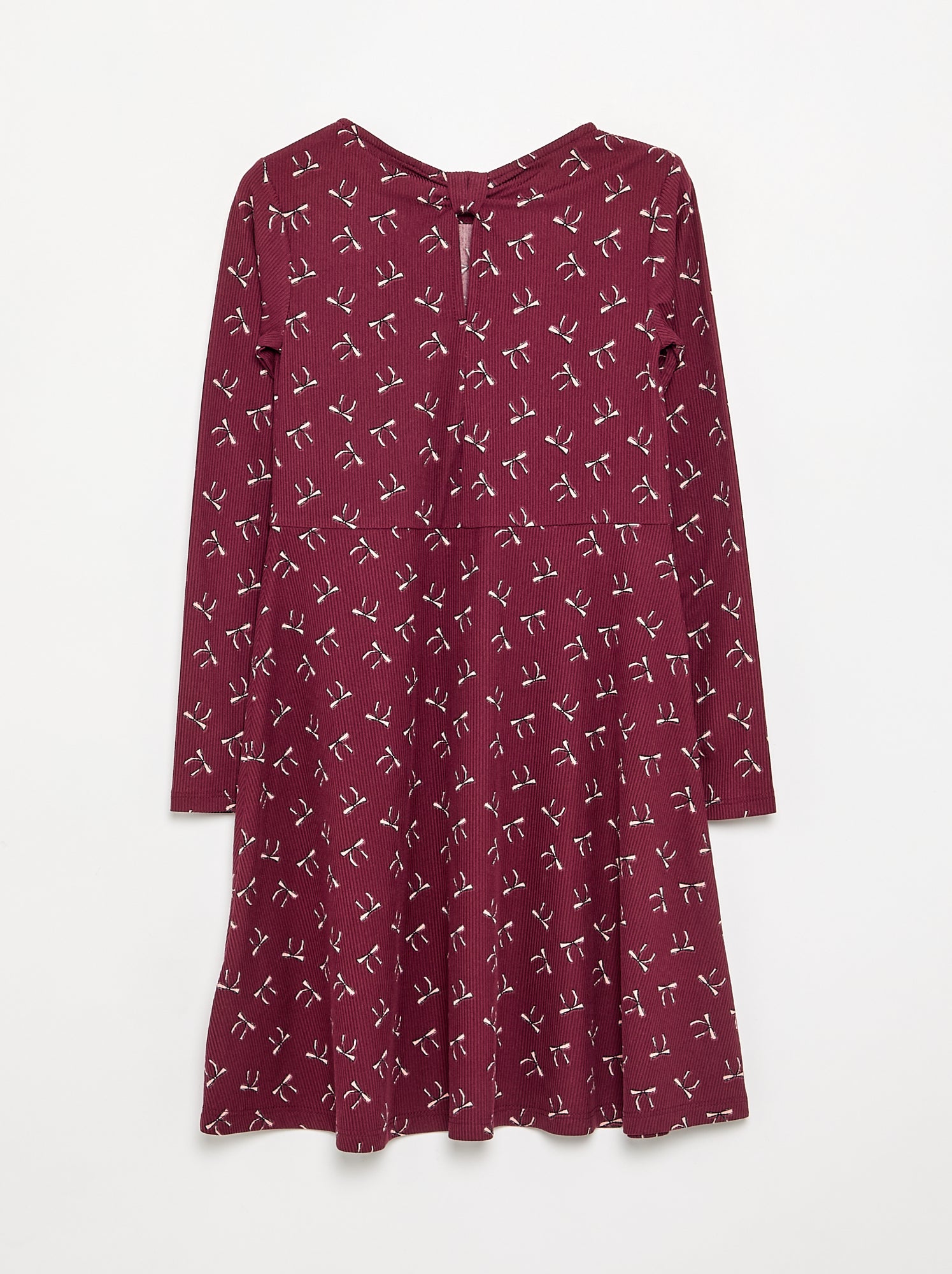 Robe imprimée à manches longues - Rouge