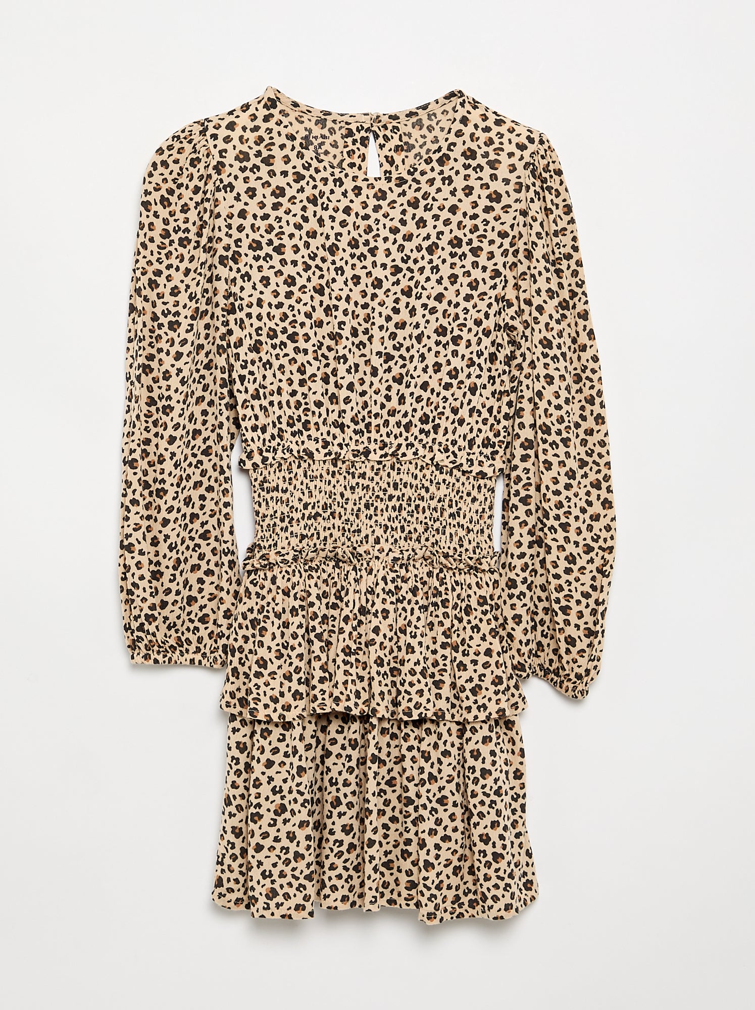 Robe imprimée avec volants - Beige